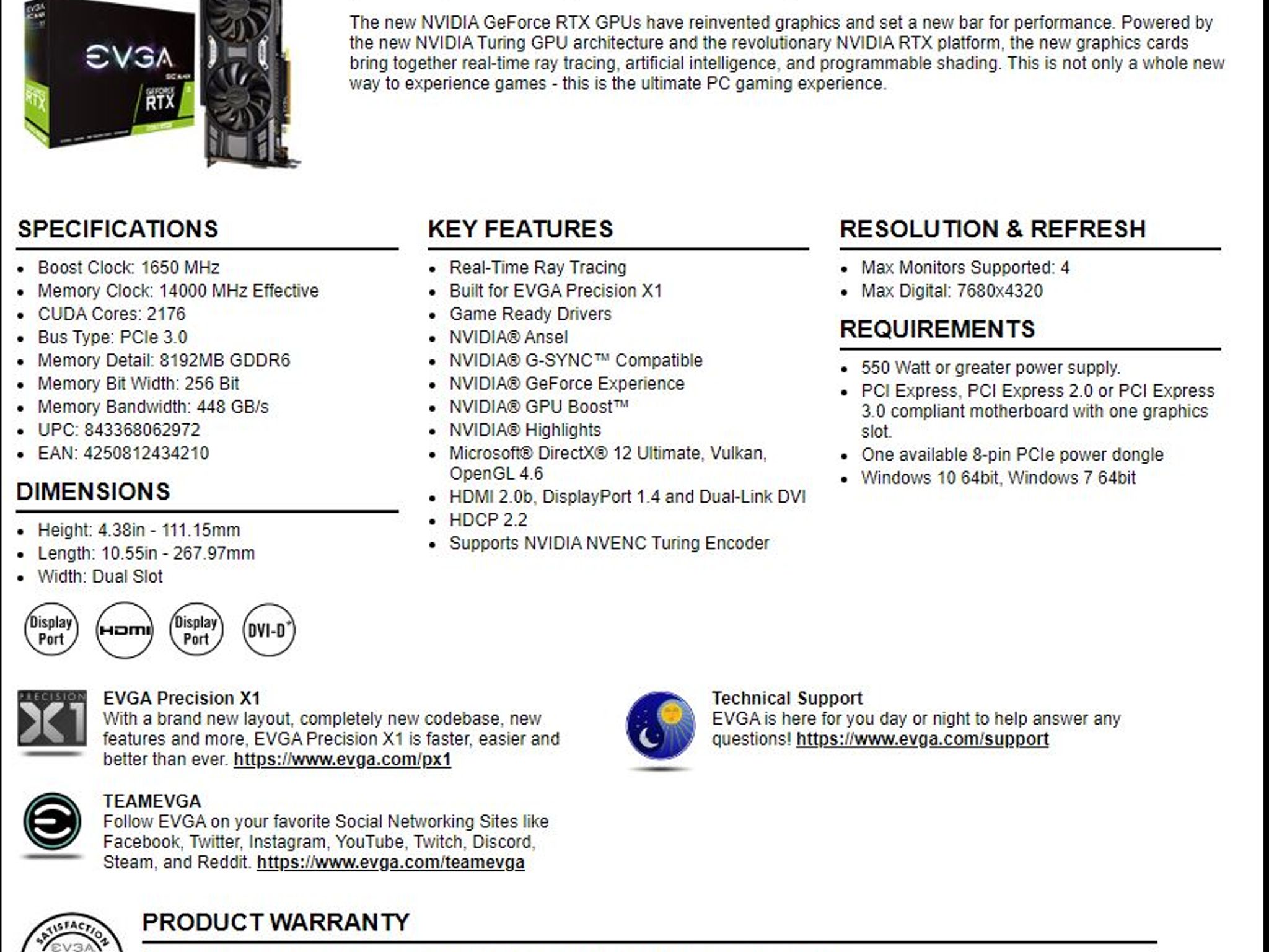 EVGA RTX 2060 Super SC Black 8GB
