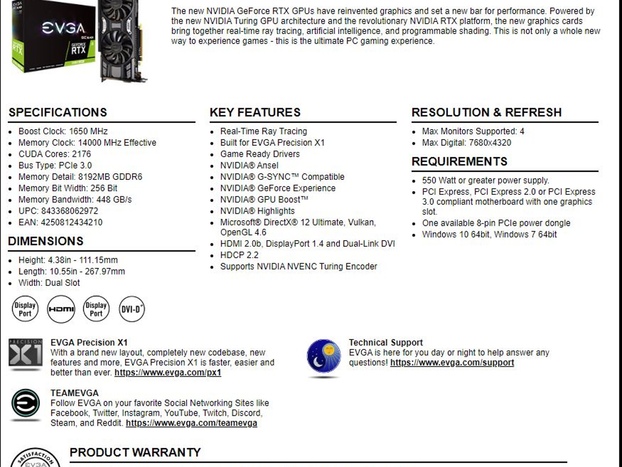 EVGA RTX 2060 Super SC Black 8GB