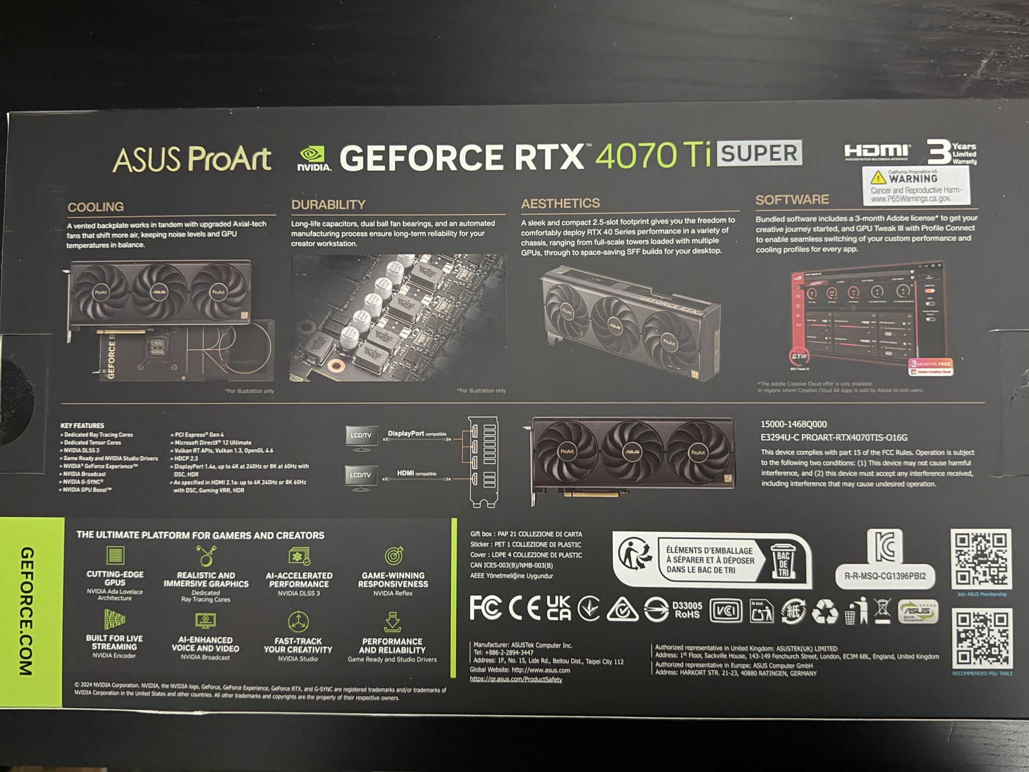 Asus ProArt OC GeForce RTX 4070 Ti SUPER 16gb vram SFF