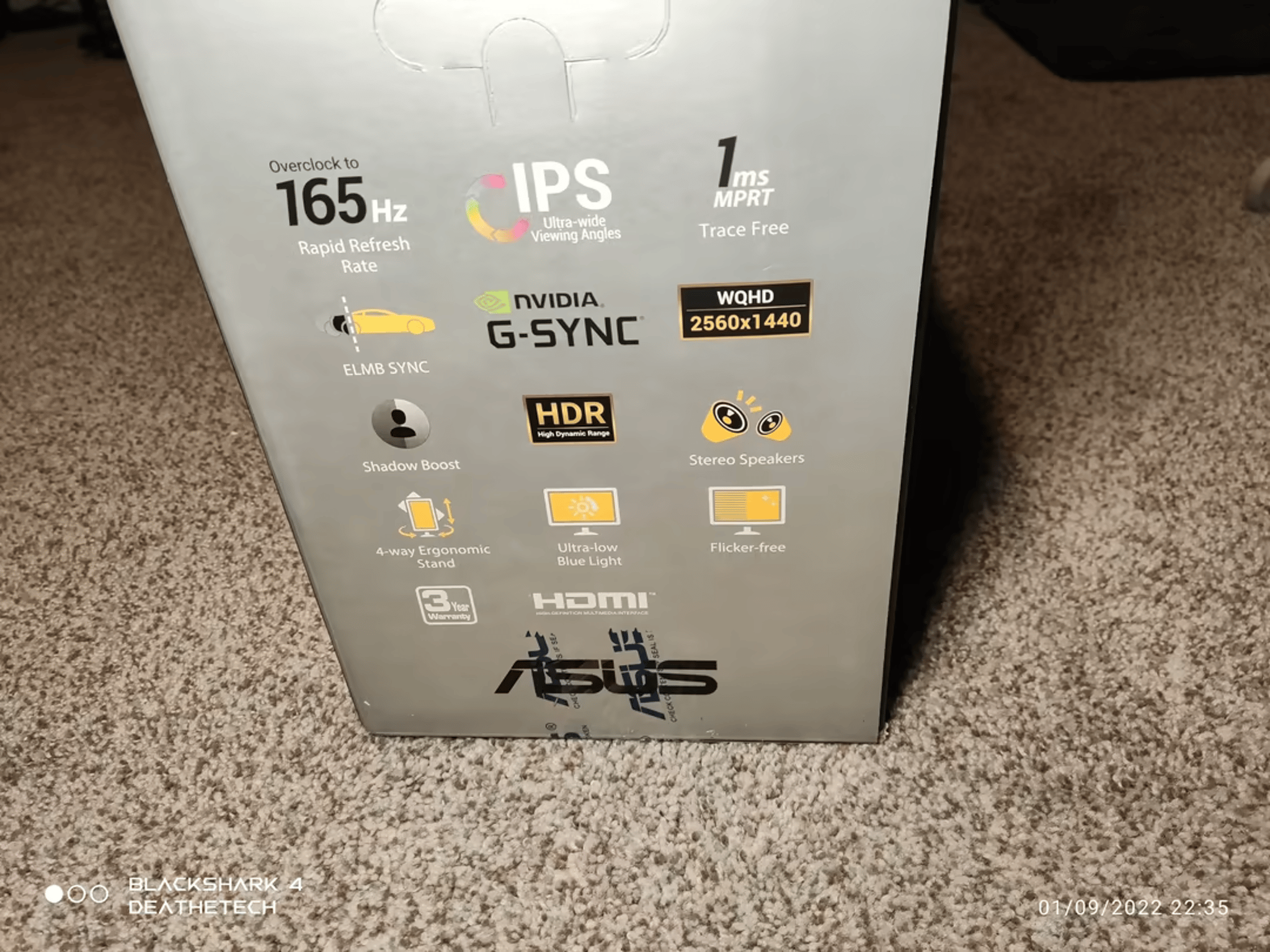 Asus VG27AQ 27" 1440p 165hz HDR10 G-Sync Compatible Monitor