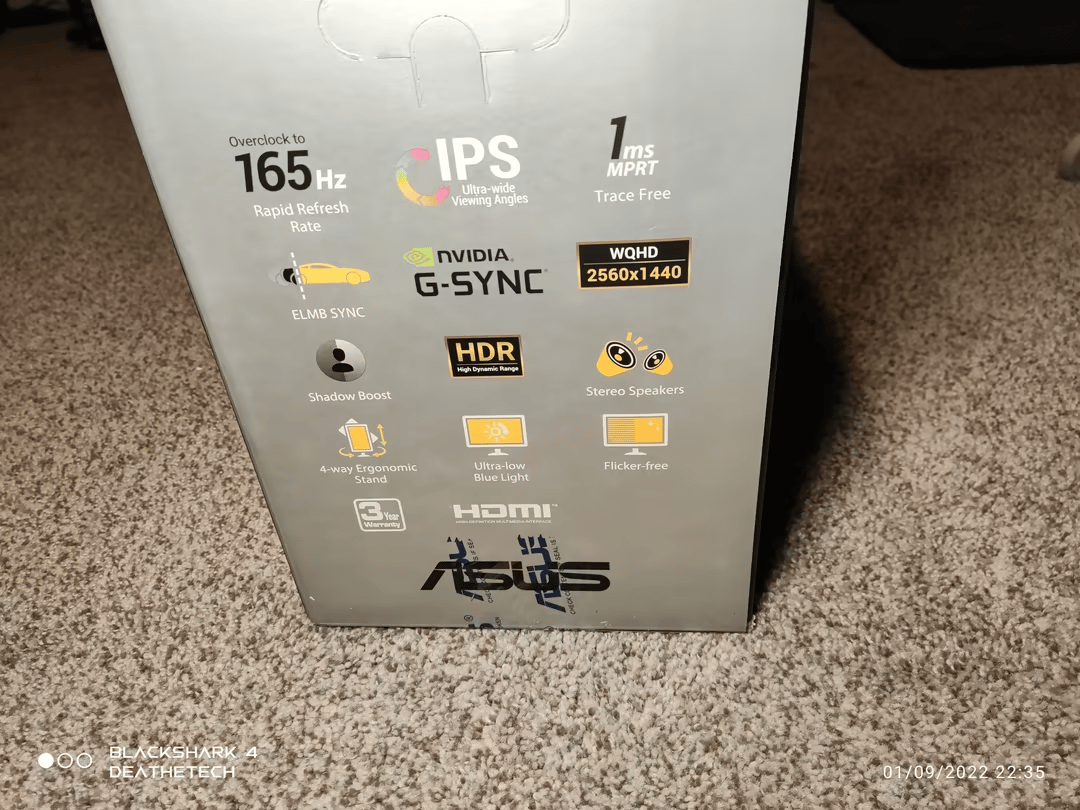 Asus VG27AQ 27" 1440p 165hz HDR10 G-Sync Compatible Monitor