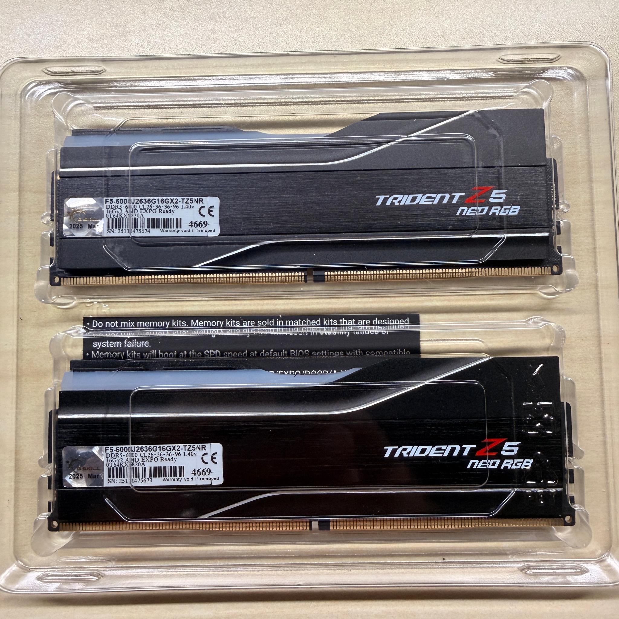 G.Skill Trident Z5 neo rgb DDR5-6000 CL26 16Gbx2 EXPO