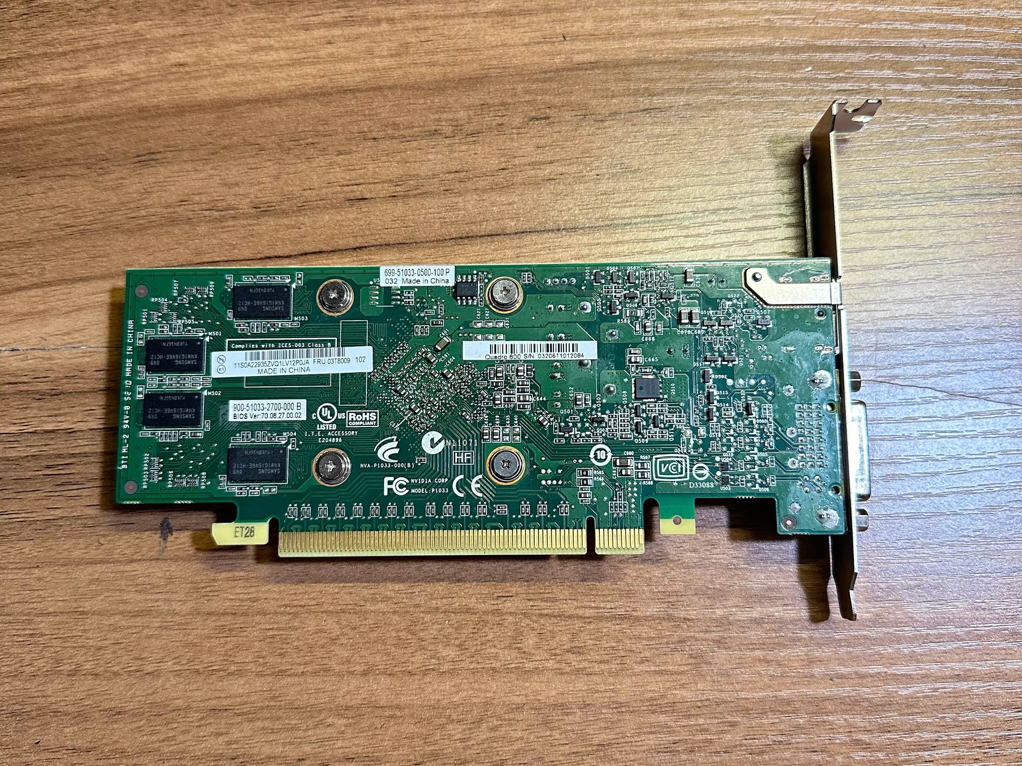Nvidia Quadro 600 1GB GDDR3 Graphics Card 1x DisplayPort, 1x DVI