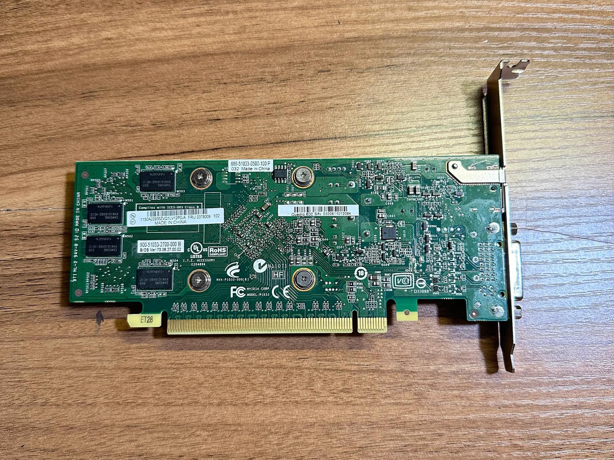Nvidia Quadro 600 1GB GDDR3 Graphics Card 1x DisplayPort, 1x DVI