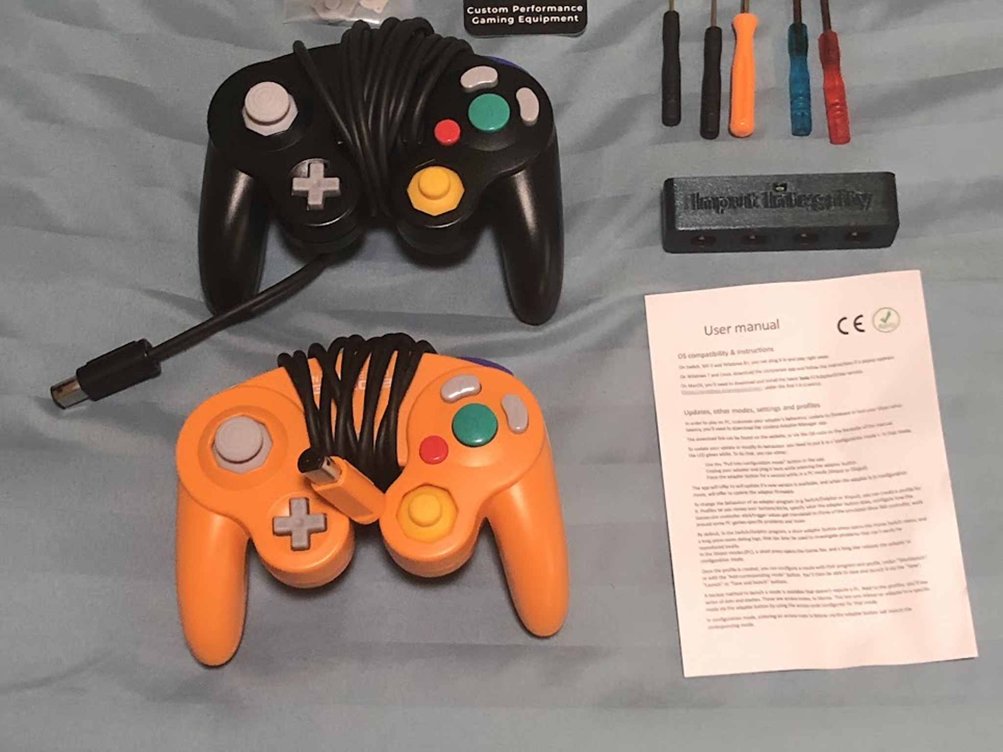 GameCube Controller Bundle (Orange & Smash Ultimate Black w/ Input Integrity Lossless Adapter)