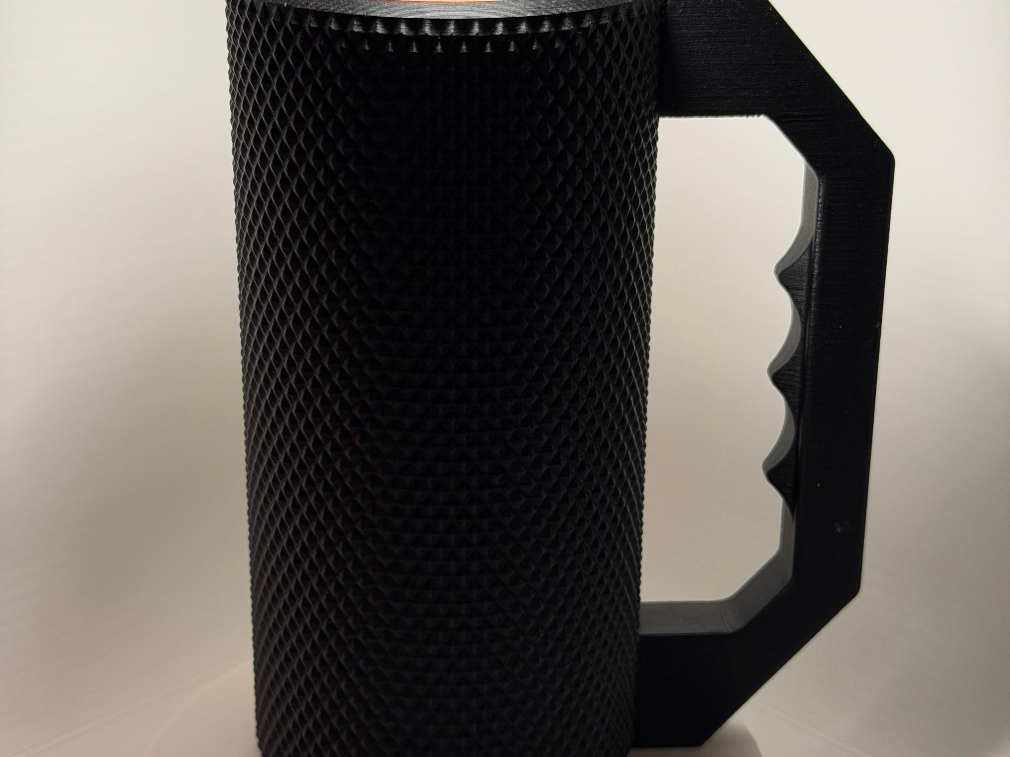 3D Printed 16oz Can Cozy with Ergonomic Handle | Textured Grip Gaming Drink Holder