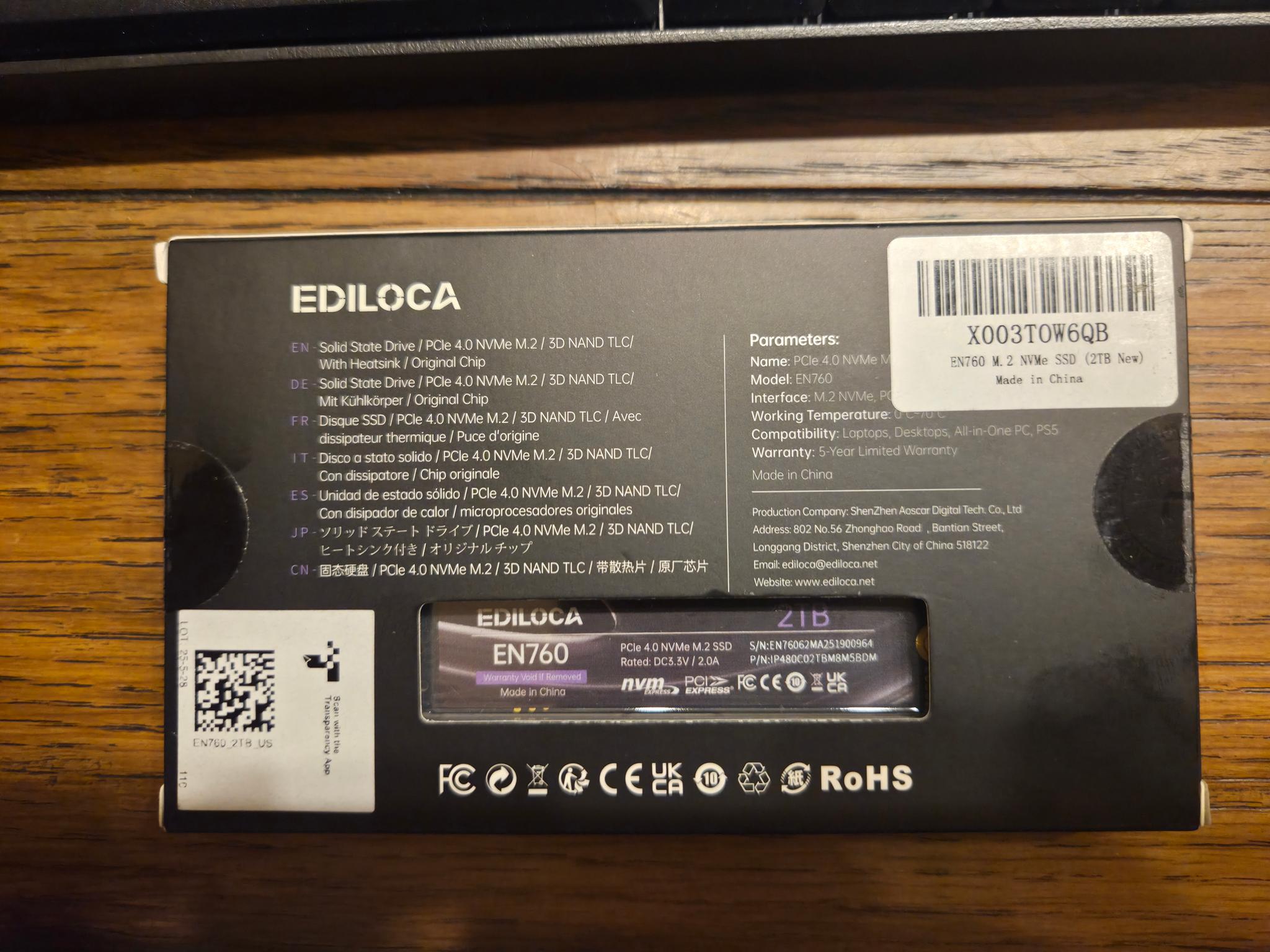 EDILOCA EN760 2TB NVME SSD W/ HEATSINK (Up to 5000MB/s)