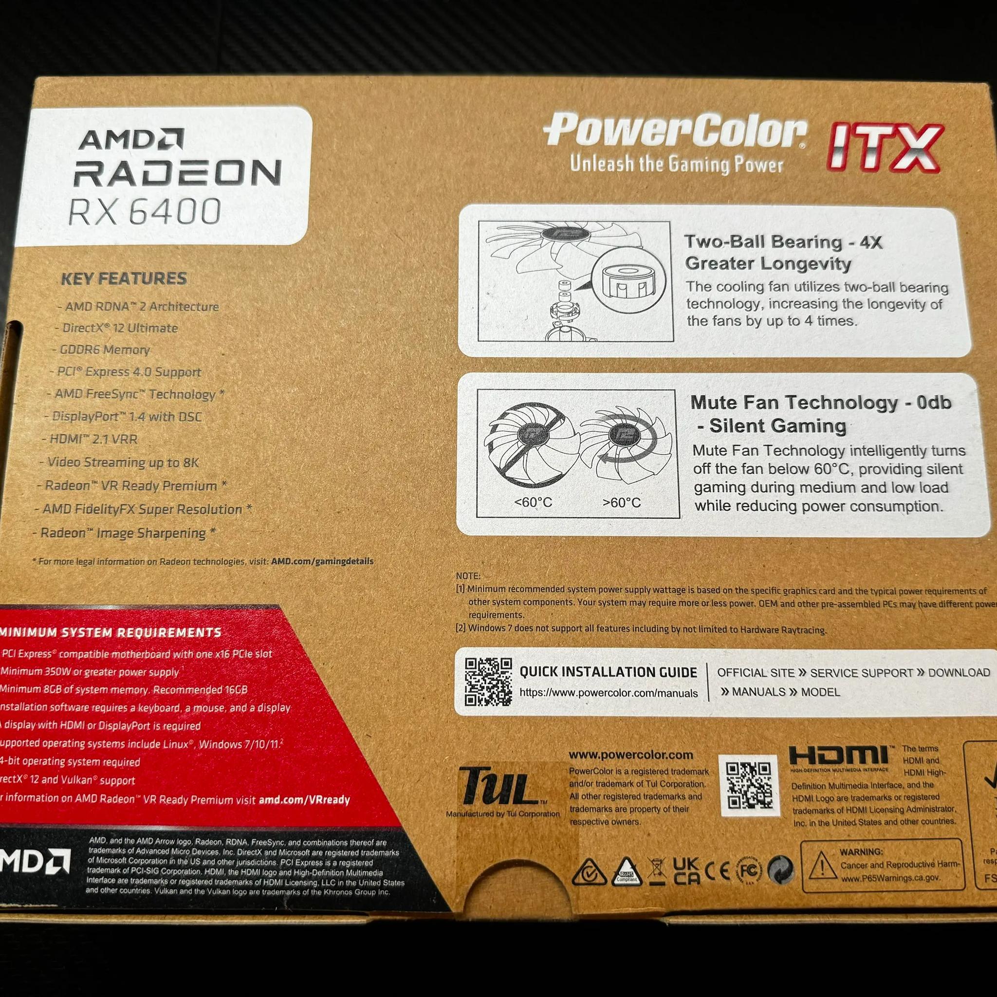 BNIB PowerColor AMD Radeon RX 6400 ITX Graphics Card with 4GB GDDR6 Memory