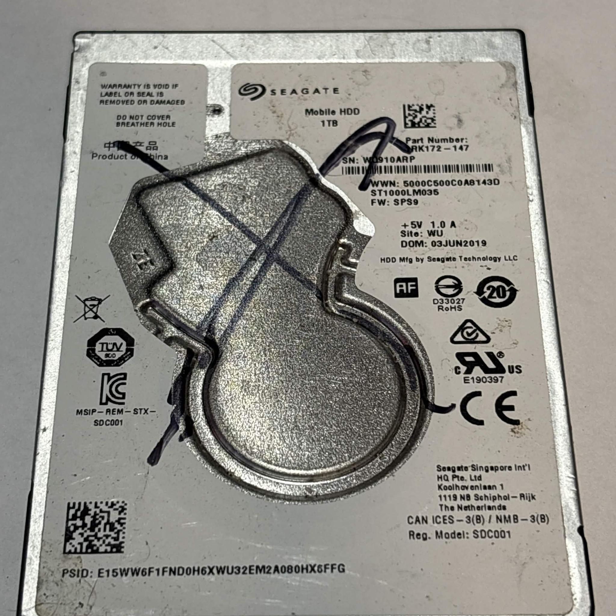 Seagate Mobile HDD 1TB SATA Hard Drive | Tested & Functional