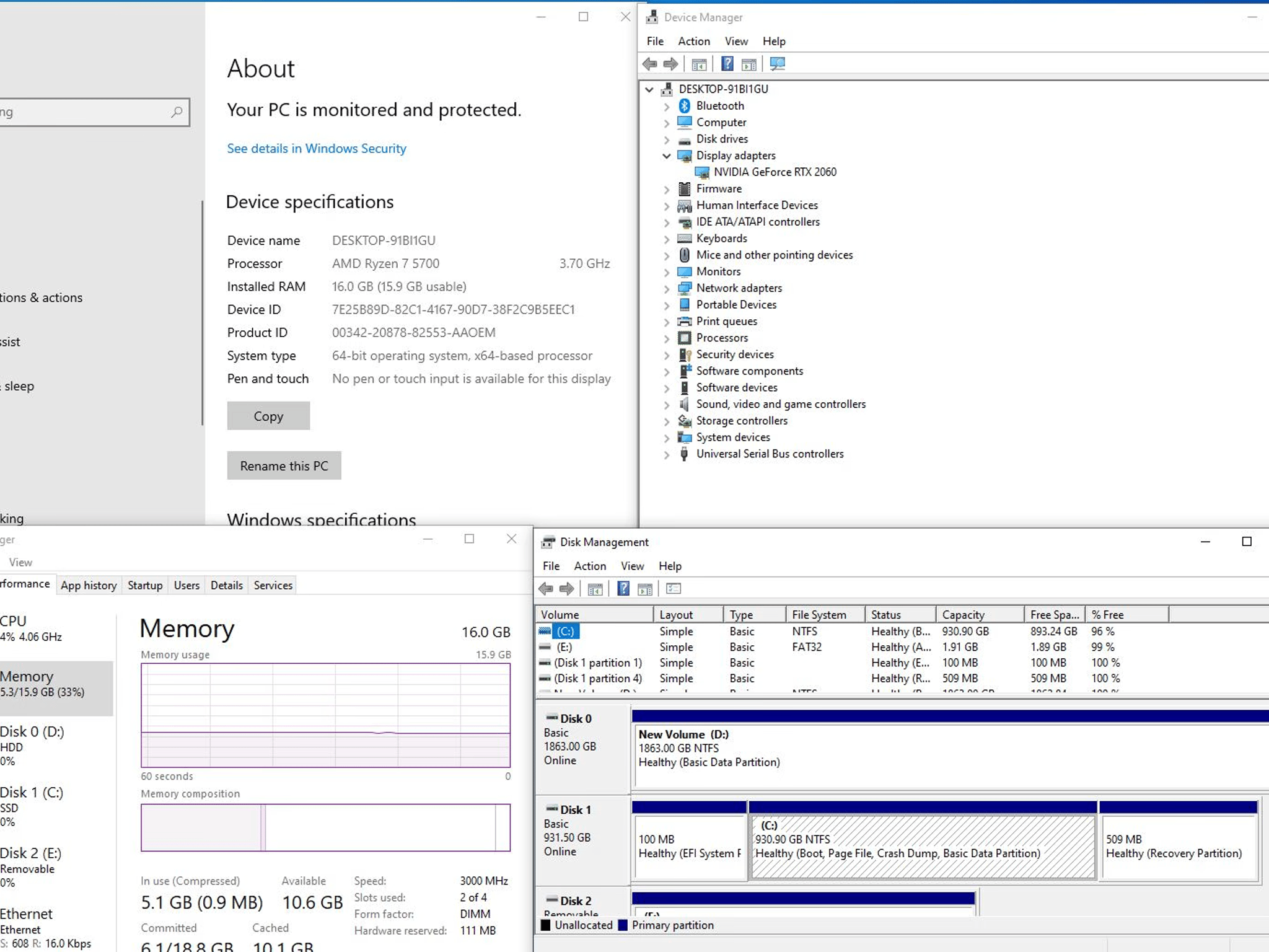 "Lazarus 5700 Gamma RGB" Ryzen 7 5700 8C @ 3.7GHz 16GB DDR4 3000MHz RTX 2060 12GB 1TB NVMe 2TB HDD