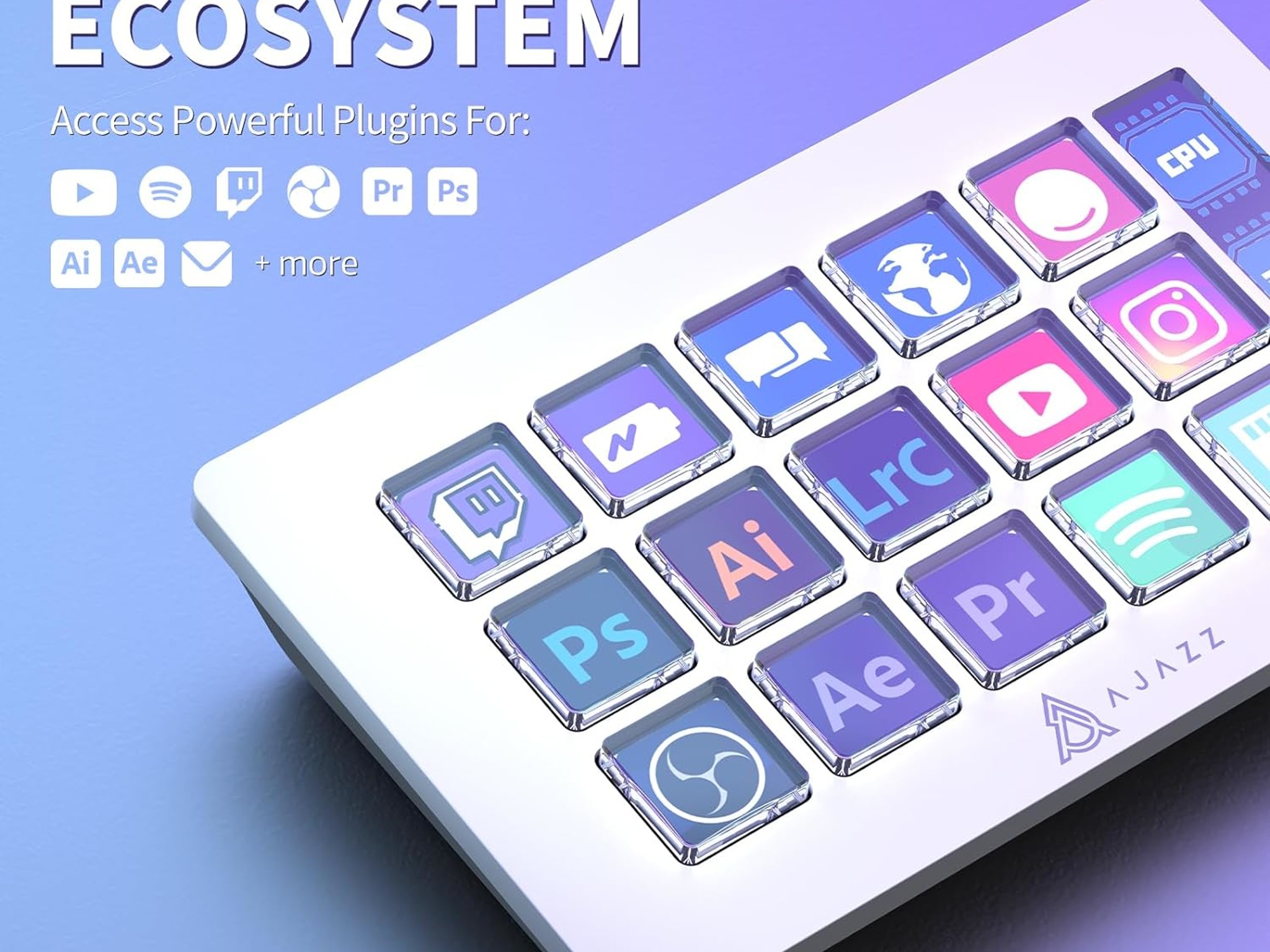 A.JAZZ AKP153 Stream Studio Controller Keypad Type-c Wired with 15 Macro LCD Key