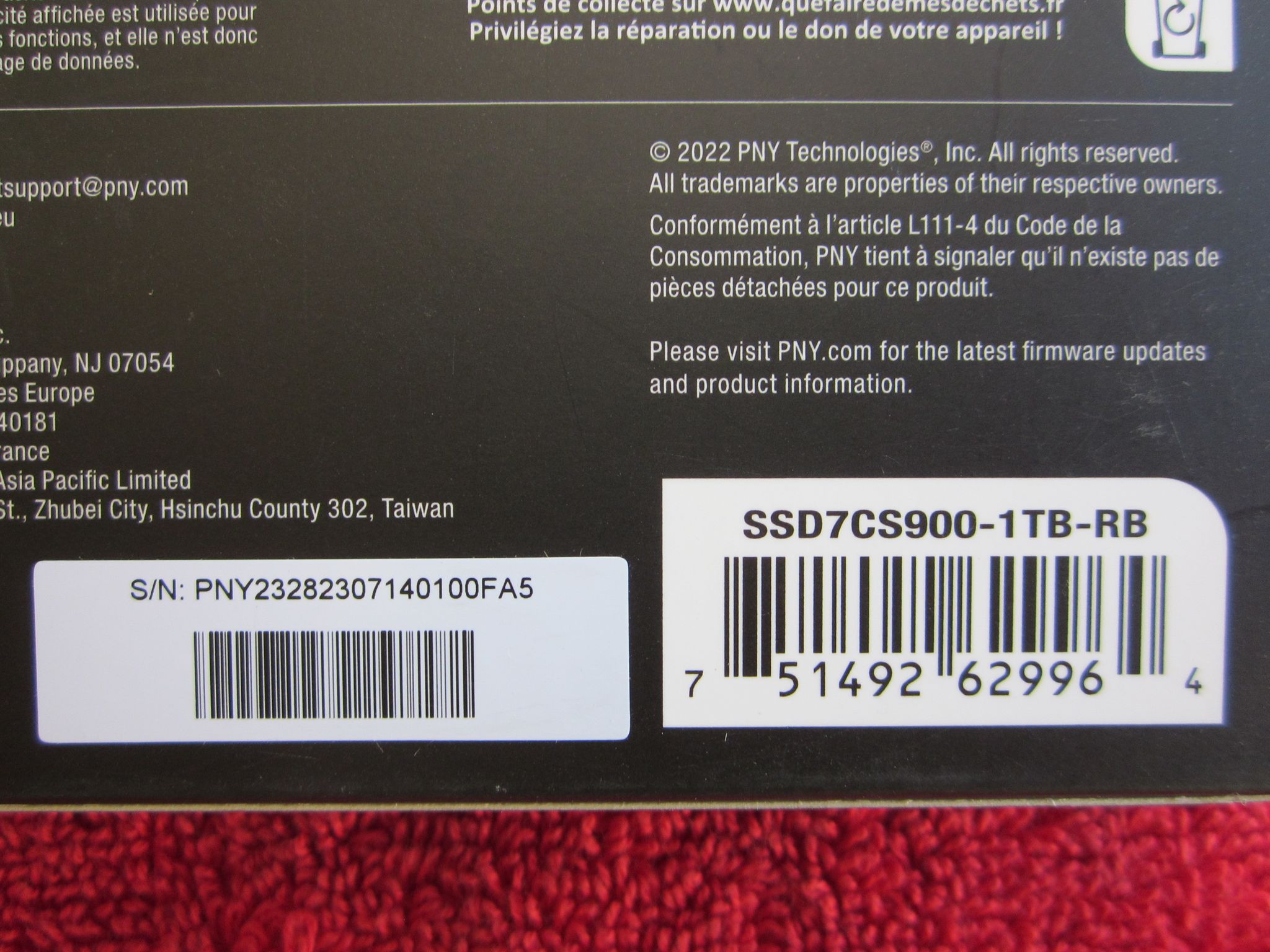 NEW SEALED PNY CS900 2.5" 1TB SATA III SSD SSD7CS900-1TB-RB