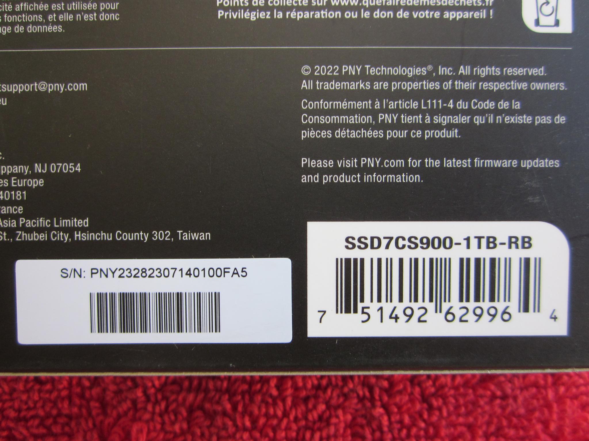 NEW SEALED PNY CS900 2.5" 1TB SATA III SSD SSD7CS900-1TB-RB