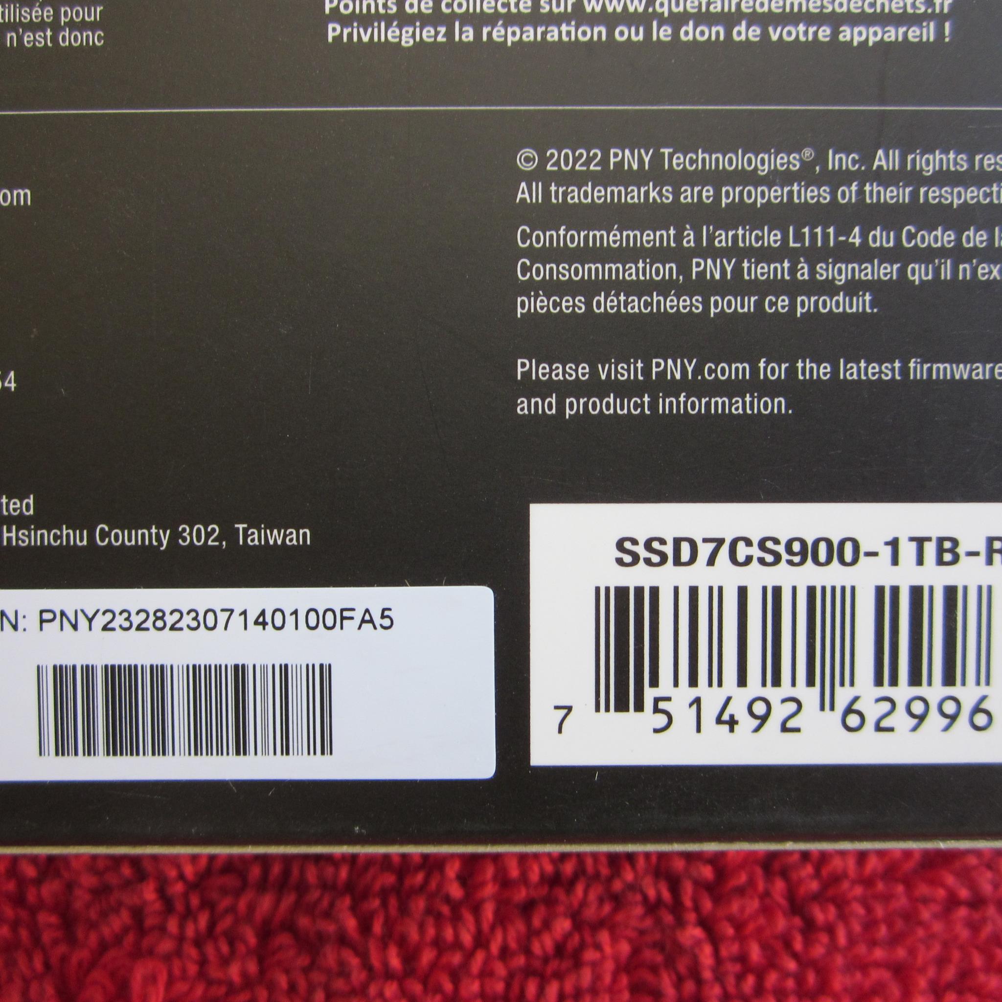 NEW SEALED PNY CS900 2.5" 1TB SATA III SSD SSD7CS900-1TB-RB