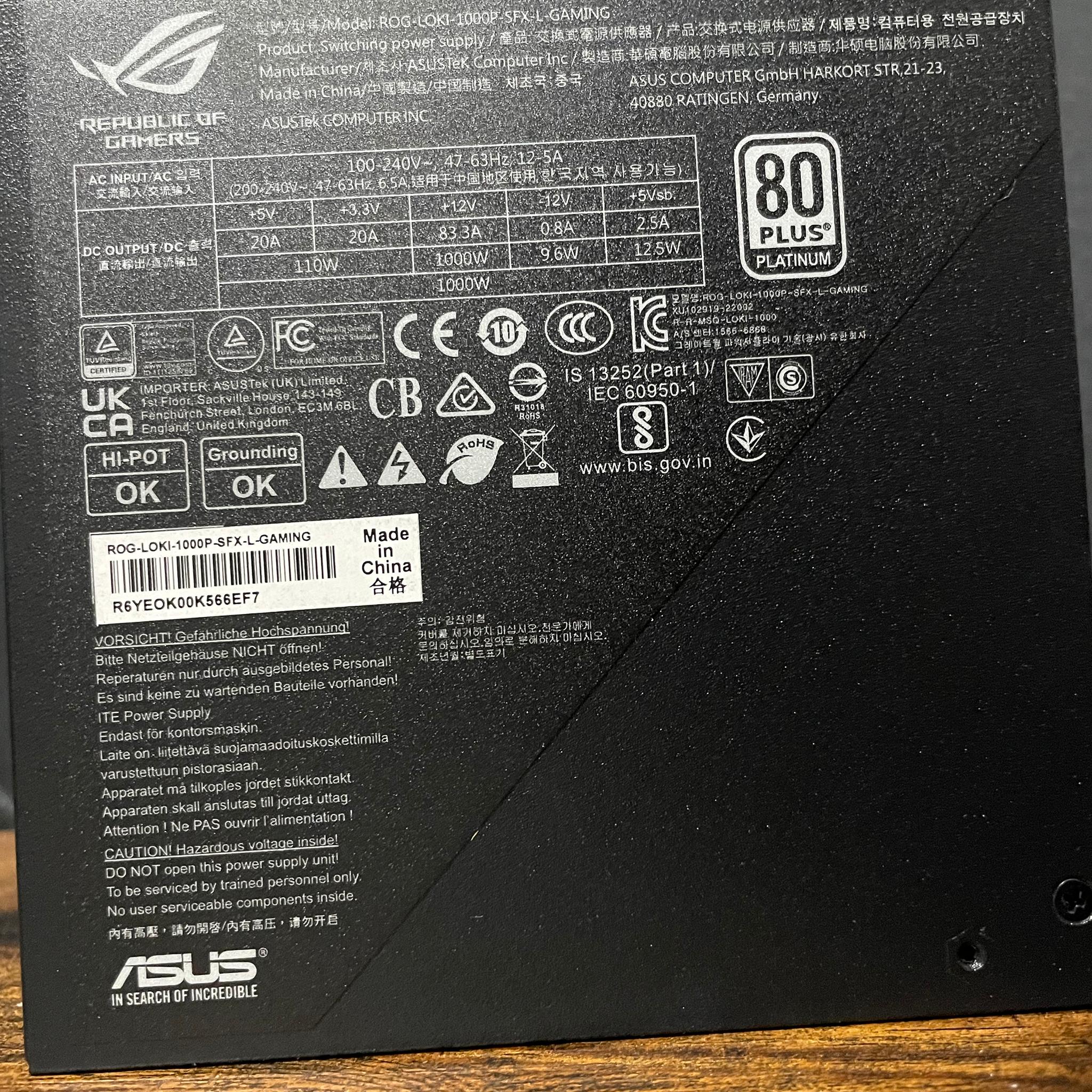 Asus Rog Loki 1000w SFX-L PSU