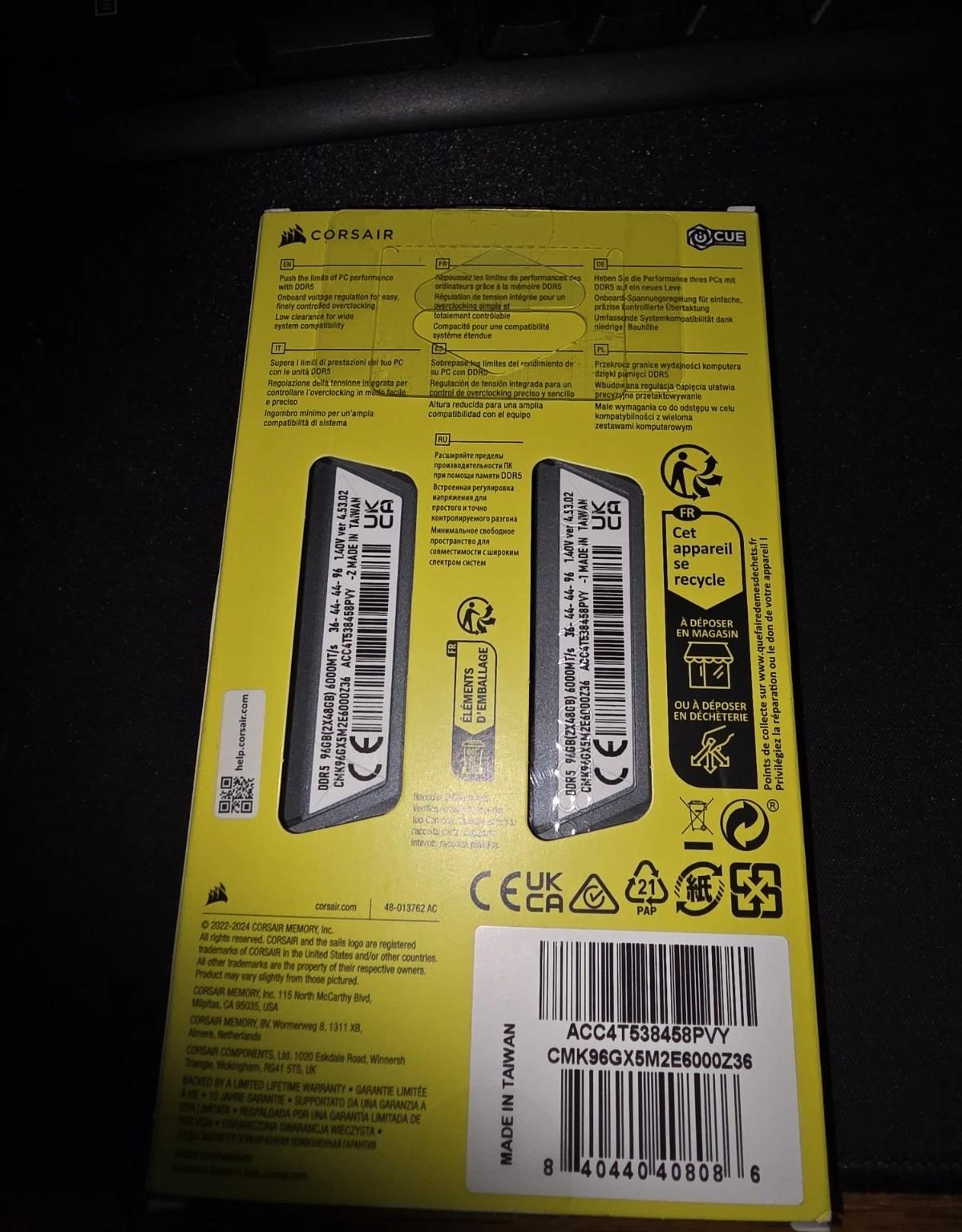 Corsair Vengeance RGB 96GB DDR5-6000 (2x48GB) - Image 2