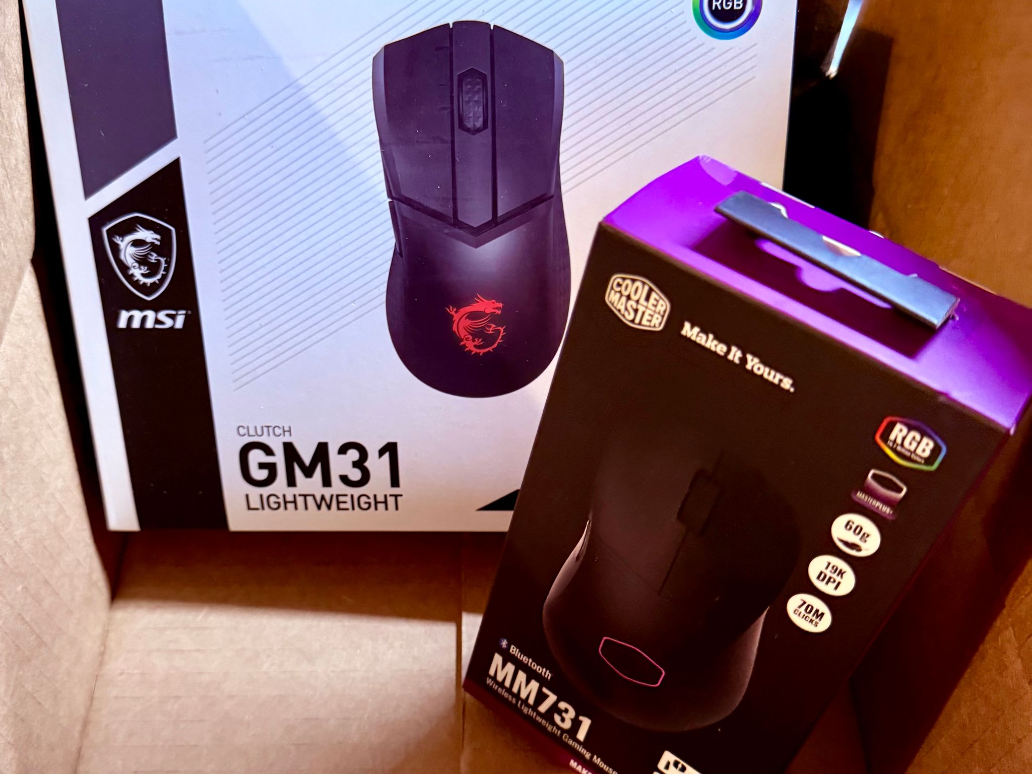 Wireless RGB Gaming Mice Bundle | MSI Clutch GM31 + CoolerMaster MM731
