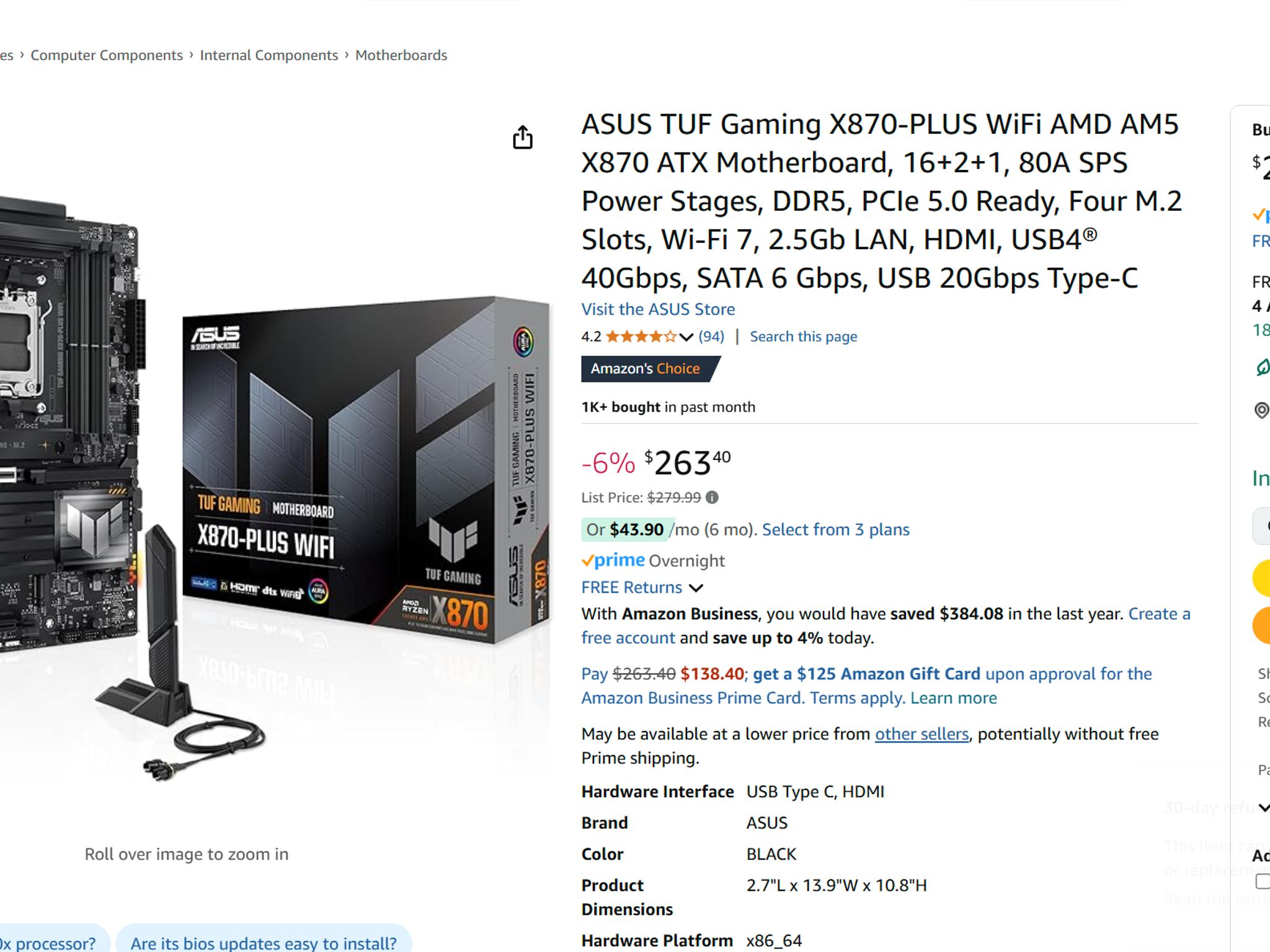 ASUS TUF GAMING X870-PLUS WIFI AMD AM5
