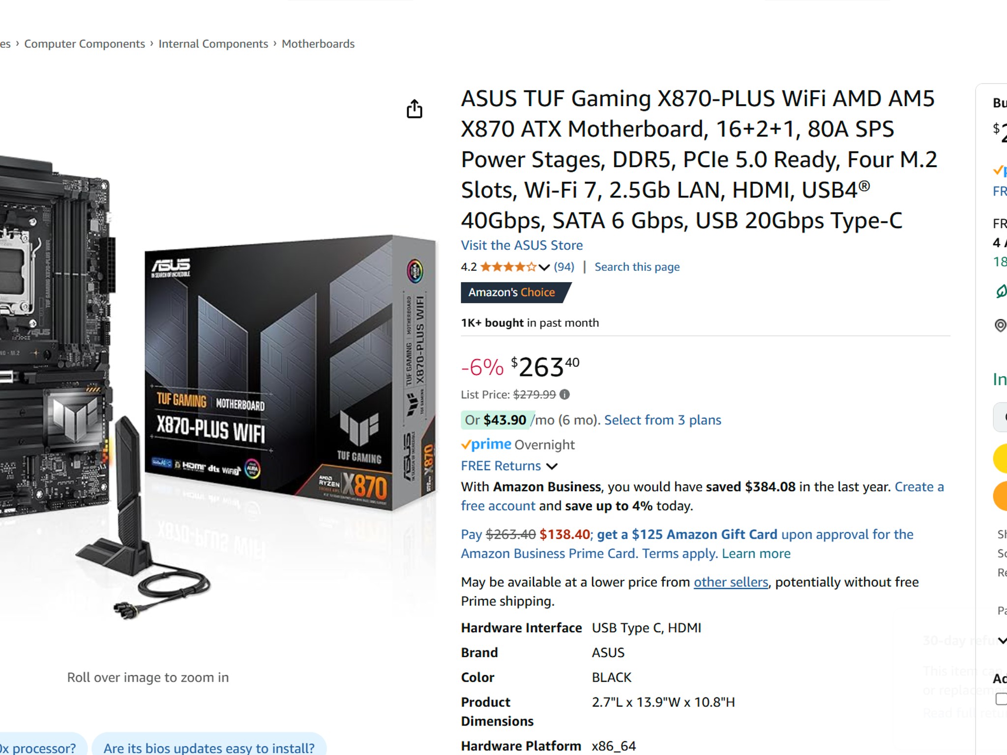 ASUS TUF GAMING X870-PLUS WIFI AMD AM5