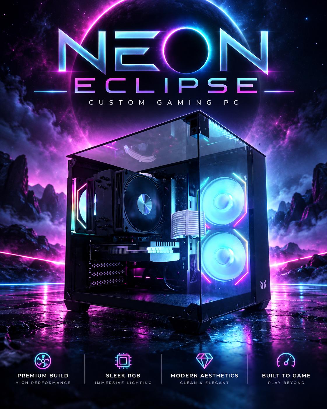 ⚫️"Neon Eclipse"🌈 | 1080p Gaming | RTX 3050 | Ryzen 5 2600 | 16GB Ram | 1TB SSD | Free Shipping