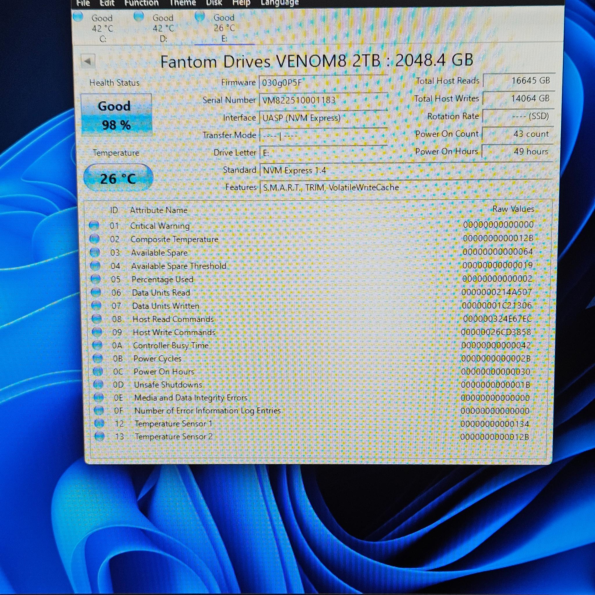 Fantom Drives Venom 8 2tb with DRAM Cache and Free Heatsink