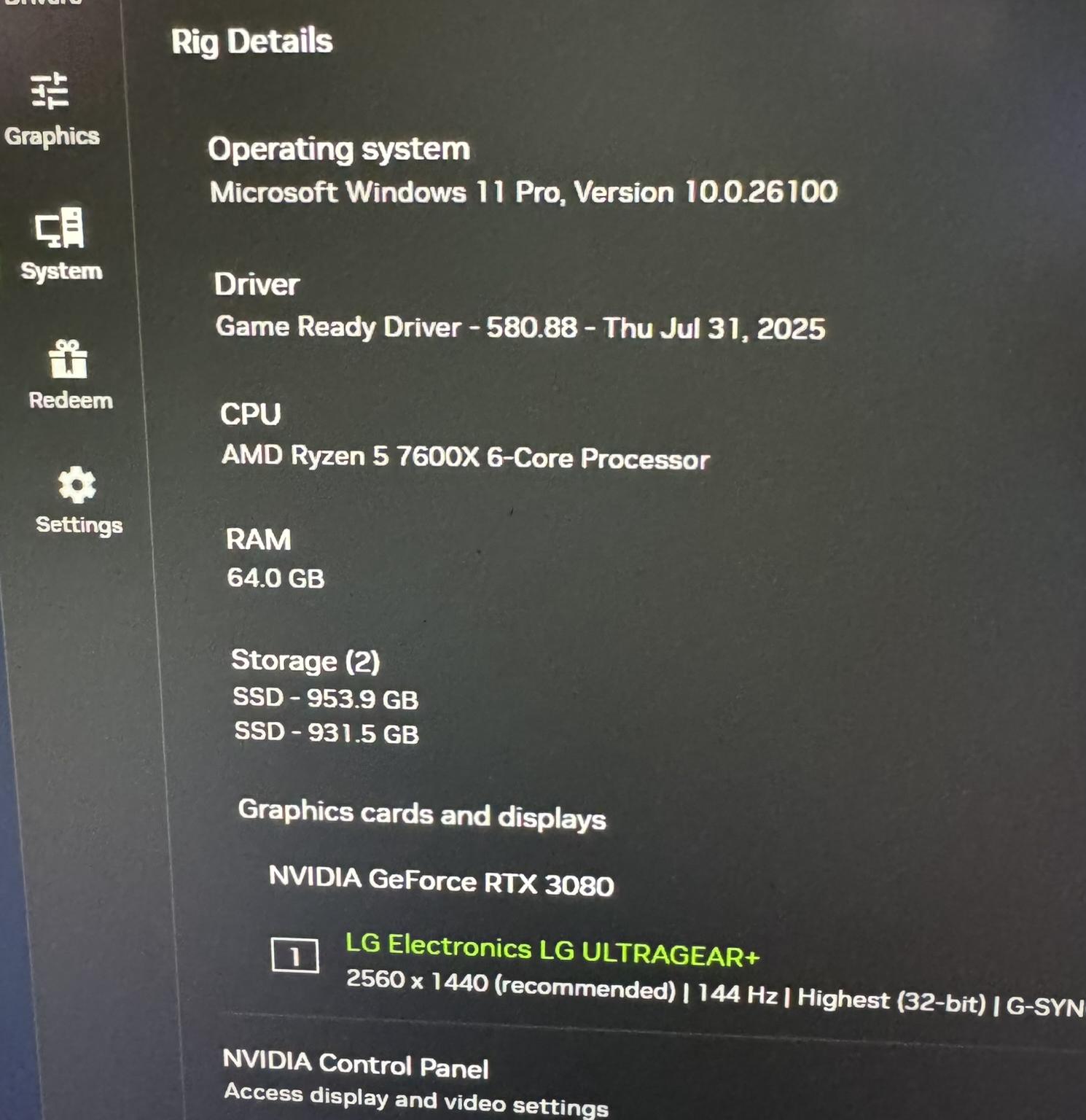 RTX 3080 Founders Edition | Ryzen 7600X | 64GB DDR5 | 2TB | WIFI