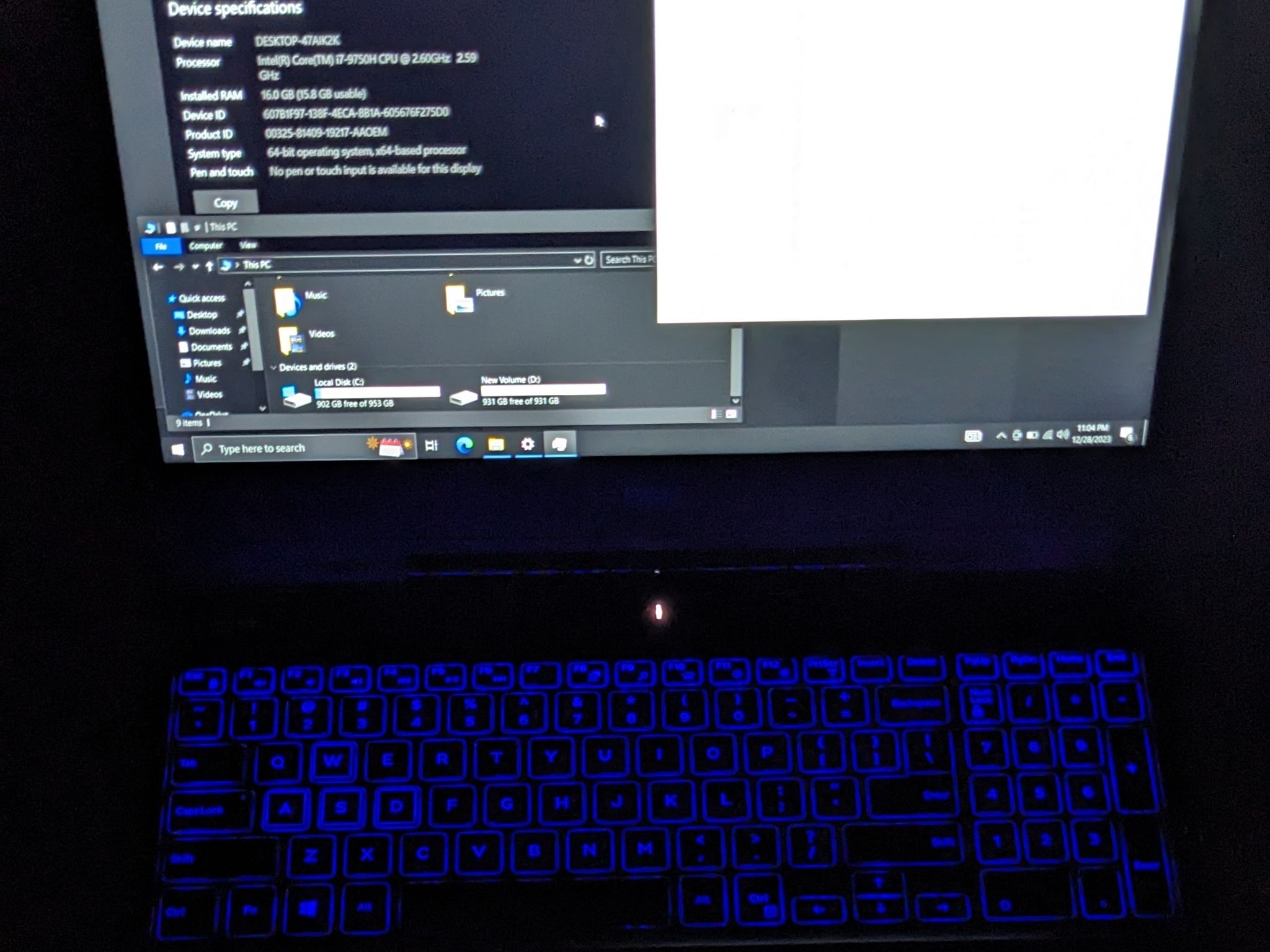 Dell G7 15.6" GTX 1660 Ti  i7-9750H 16GB 2666mhz 1TBNVMe 1TB HDD