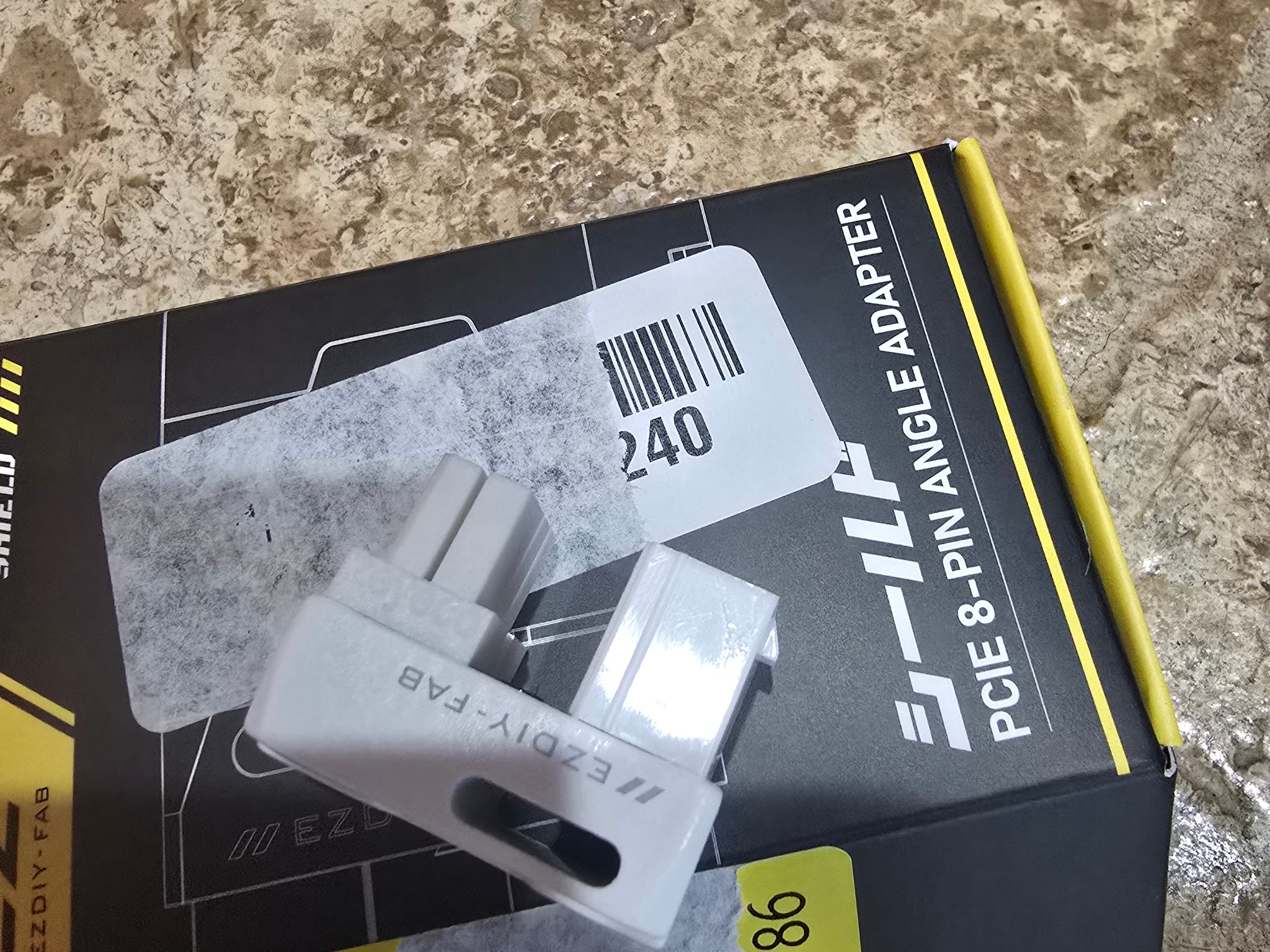 EZDIY-FAB Shield Series 8-Pin PCIe GPU Power Adapter, 180-Degree U-Turn White RVS 2 pack