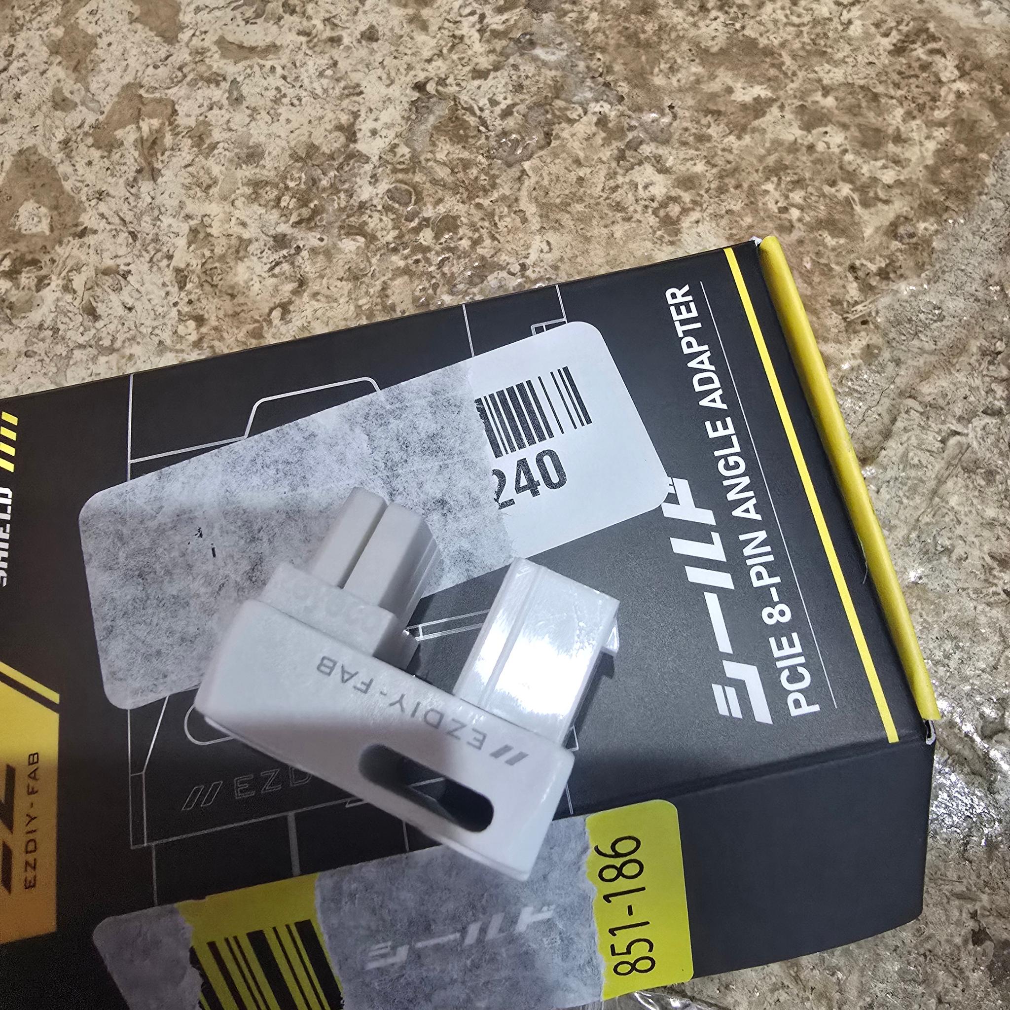 EZDIY-FAB Shield Series 8-Pin PCIe GPU Power Adapter, 180-Degree U-Turn White RVS 2 pack