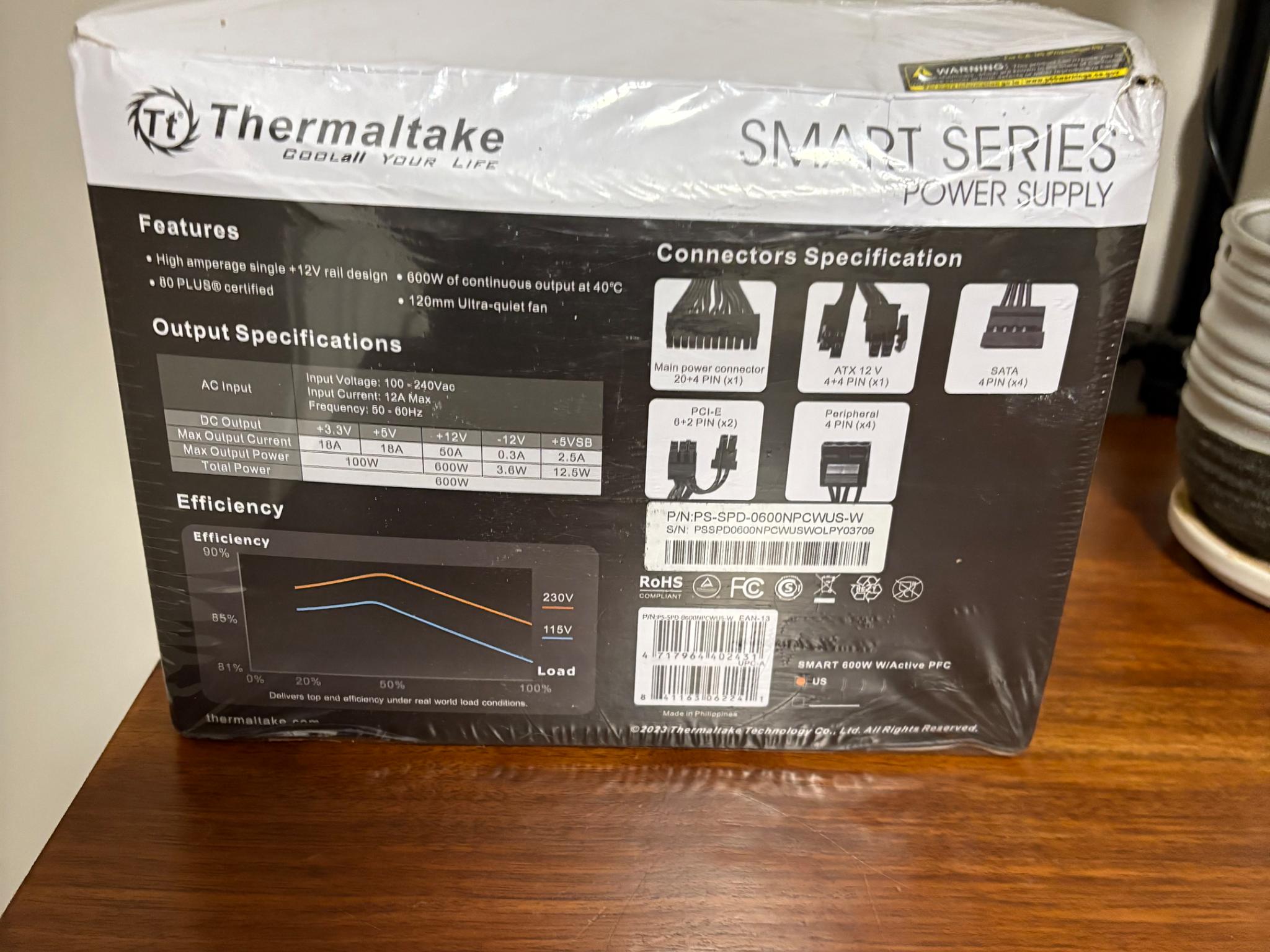 Thermaltake Smart Series 600W 80+ Power Supply (BNIB)