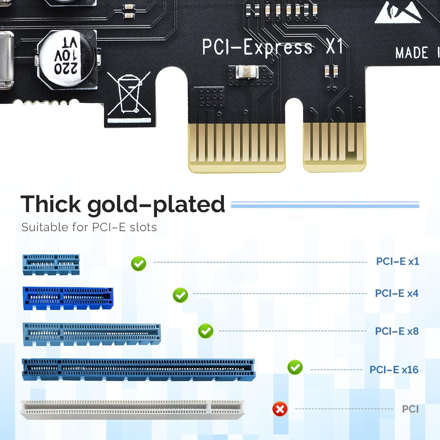 PCIE USB 3.2 Card 8 Ports PCI Expreess to USB C Expansion Card Superspeed 6 USB and 2 Type C
