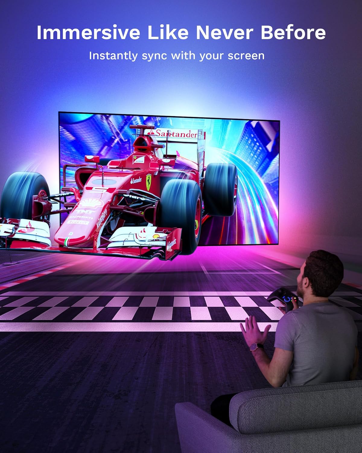 Lytmi TV LED Backlight with HDMI 2.0 Sync Stick Immersive RGBIC Backlight for 25-55 inch TVs