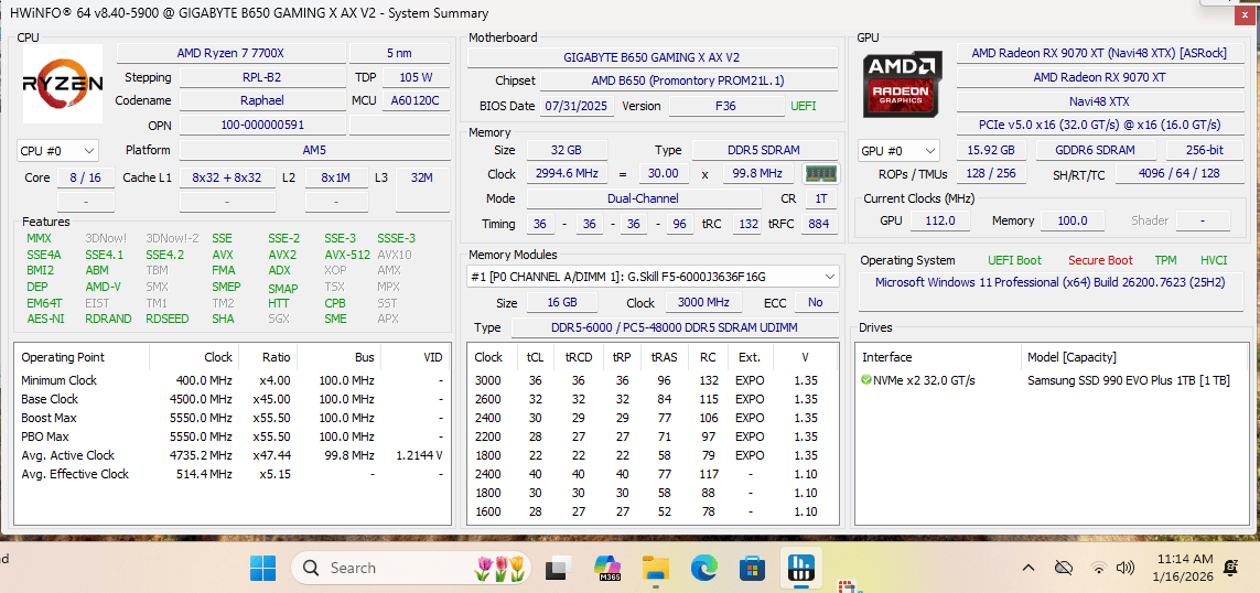 7700x+9070XT Blackout 1440P/4K Gaming PC