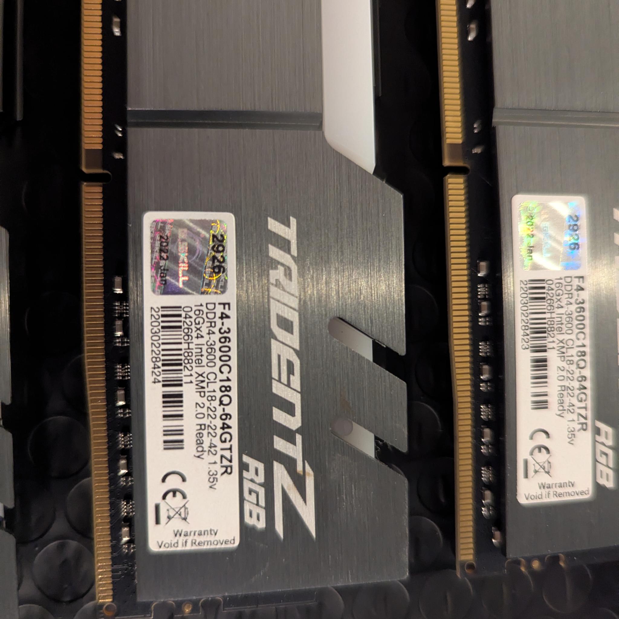 64GB G.Skill Trident Z RGB DDR4-3600 (4×16GB) CL18 – F4-3600C18Q-64GTZR