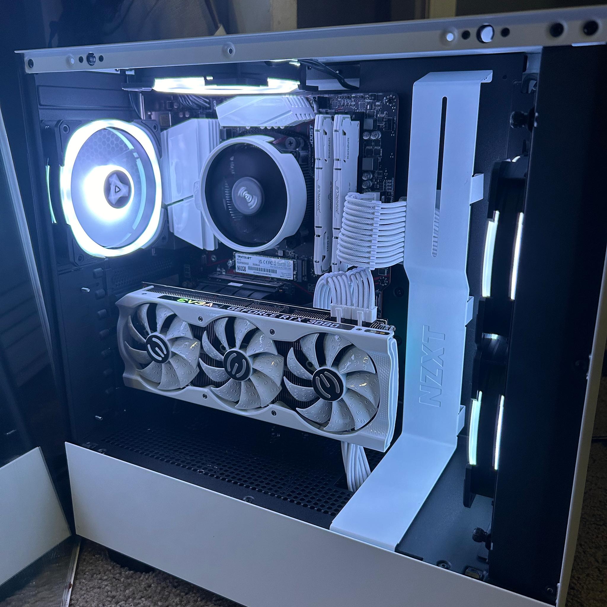 NZXT, RTX 3080/5600x, white and black rgb, vertical mount, 1TB Gaming PC