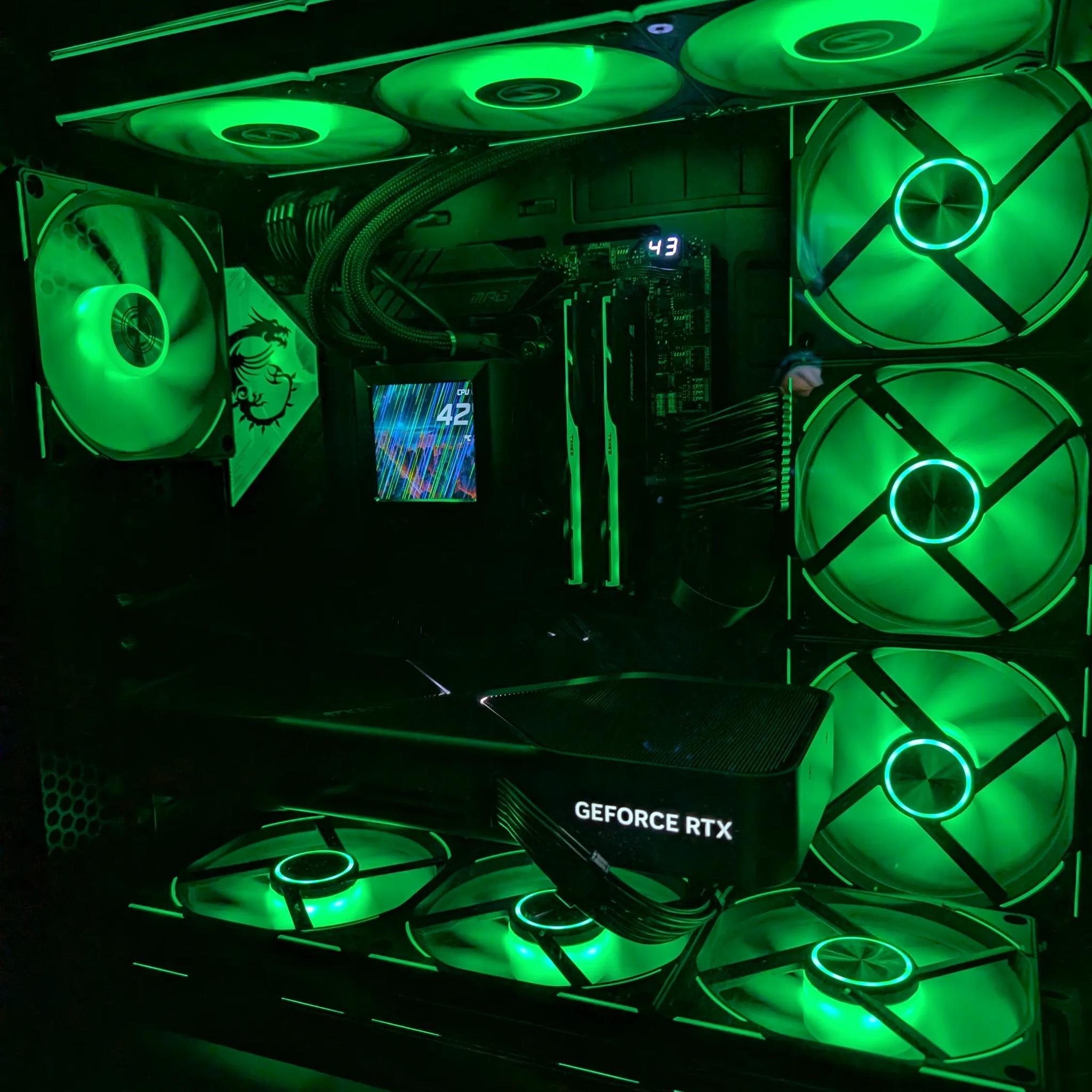 i9-14900K, 64GB DDR5-6400, 1TB M.2 NVMe, 1500W Platinum PSU, WiFi – Liquid Cooled Gaming PC