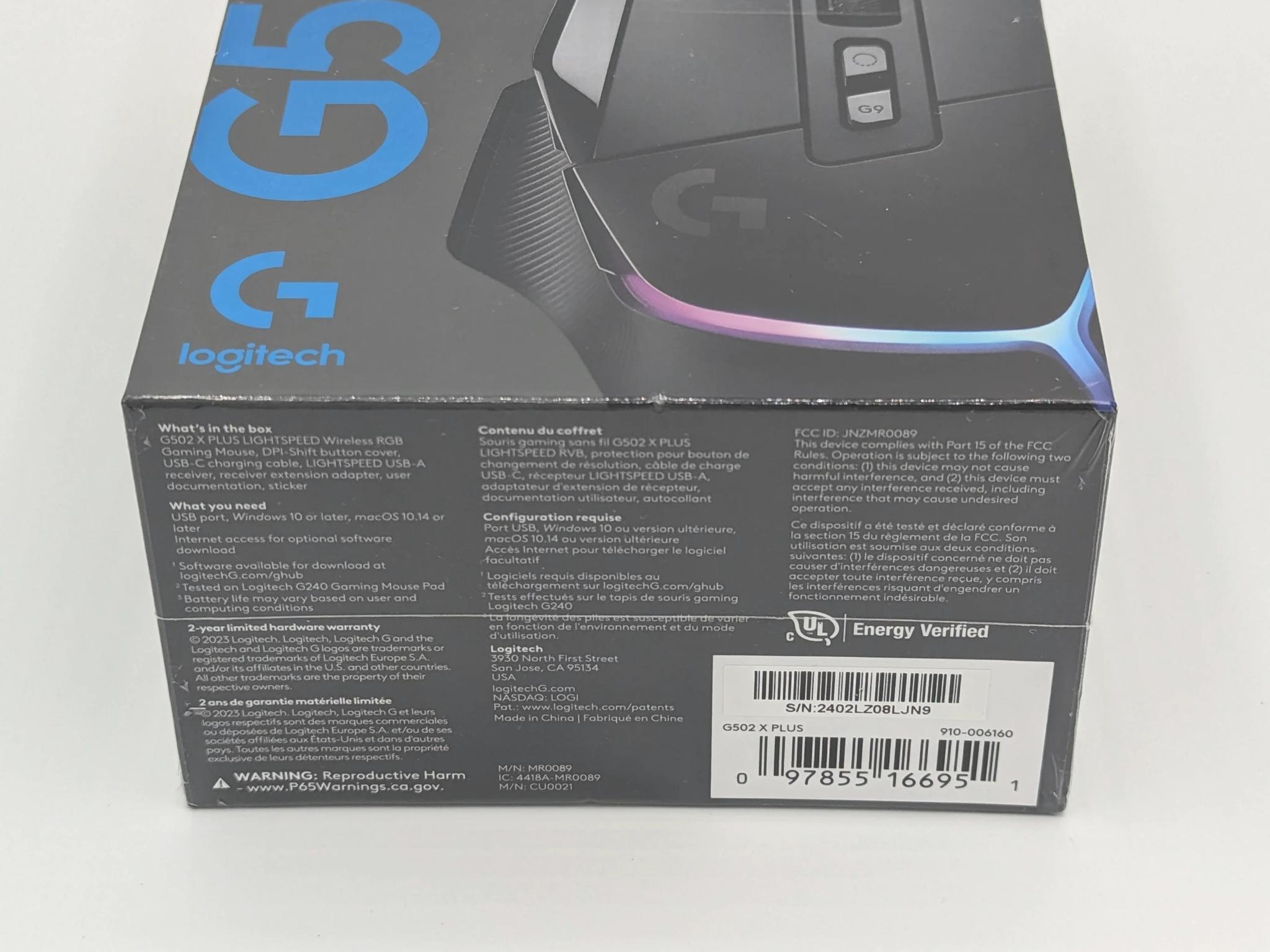 NIB New Logitech G502 X Plus Lightspeed Black