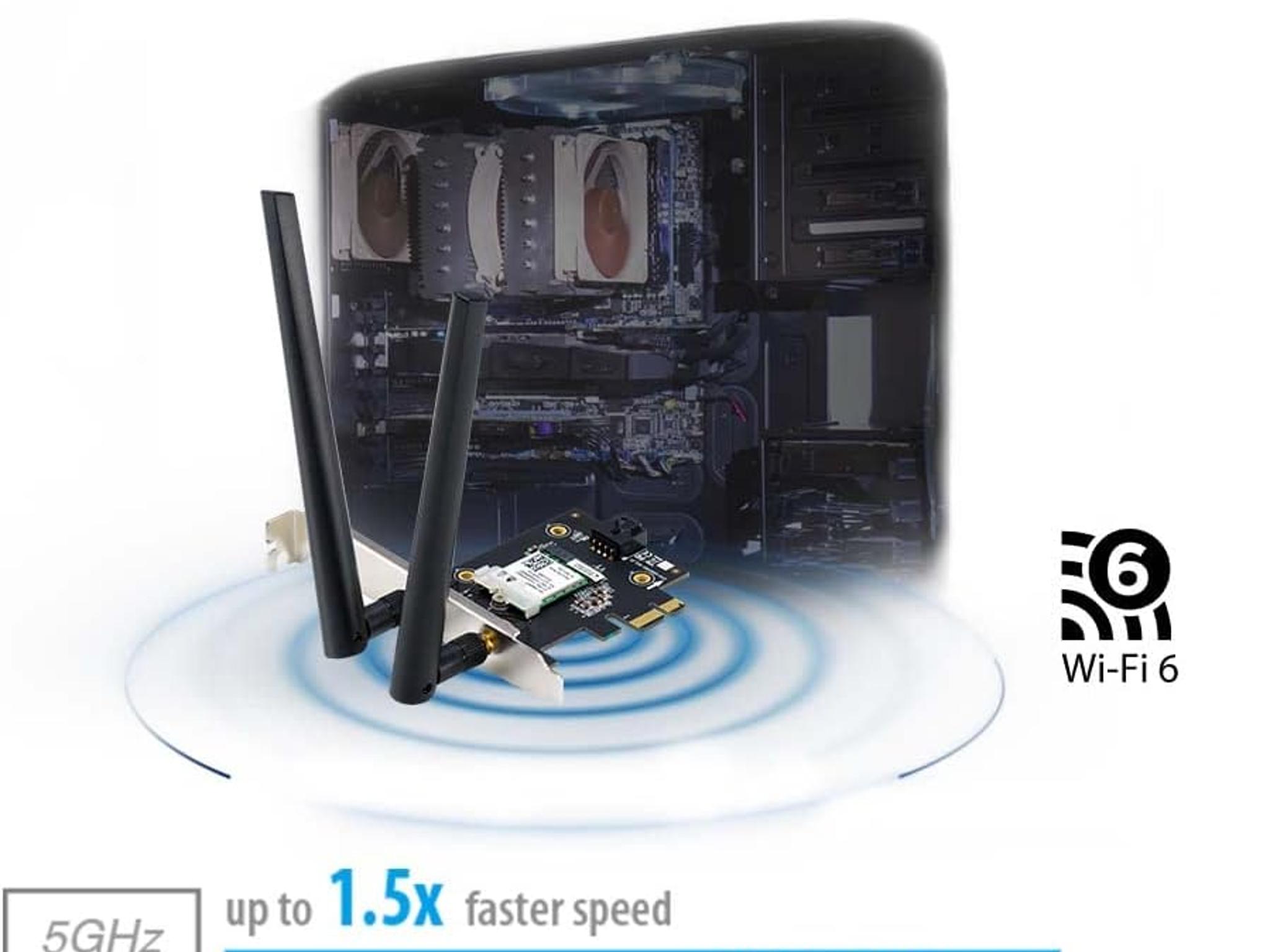ASUS AX1800 PCIe WiFi Adapter (PCE-AX1800) - WiFi 6, Bluetooth 5.2, Ultra-Low Latency Wireless