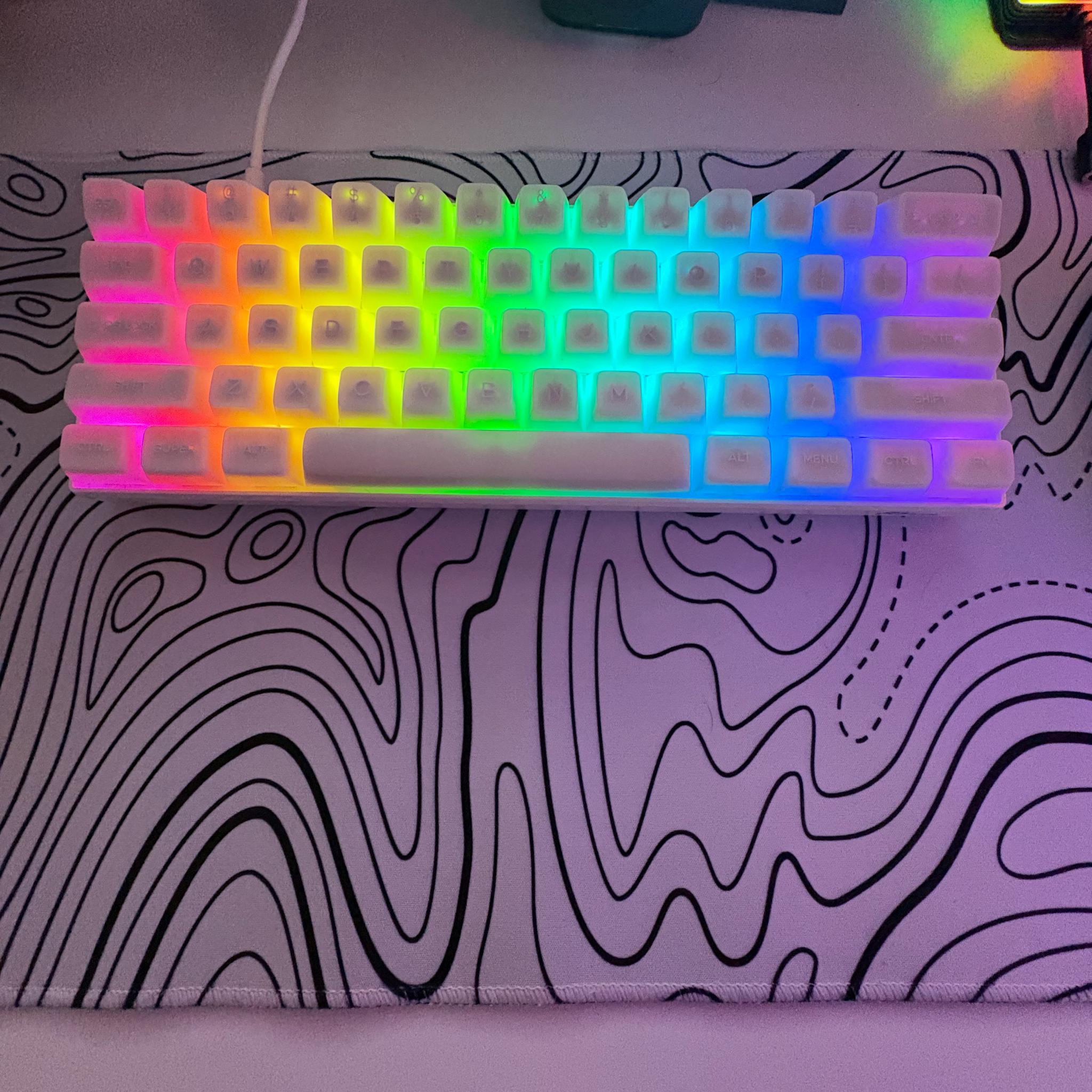 Used Modded Royal Kludge RK61 Wired RGB Mechanical Keyboard - Lubed Cherry MX Red Switches