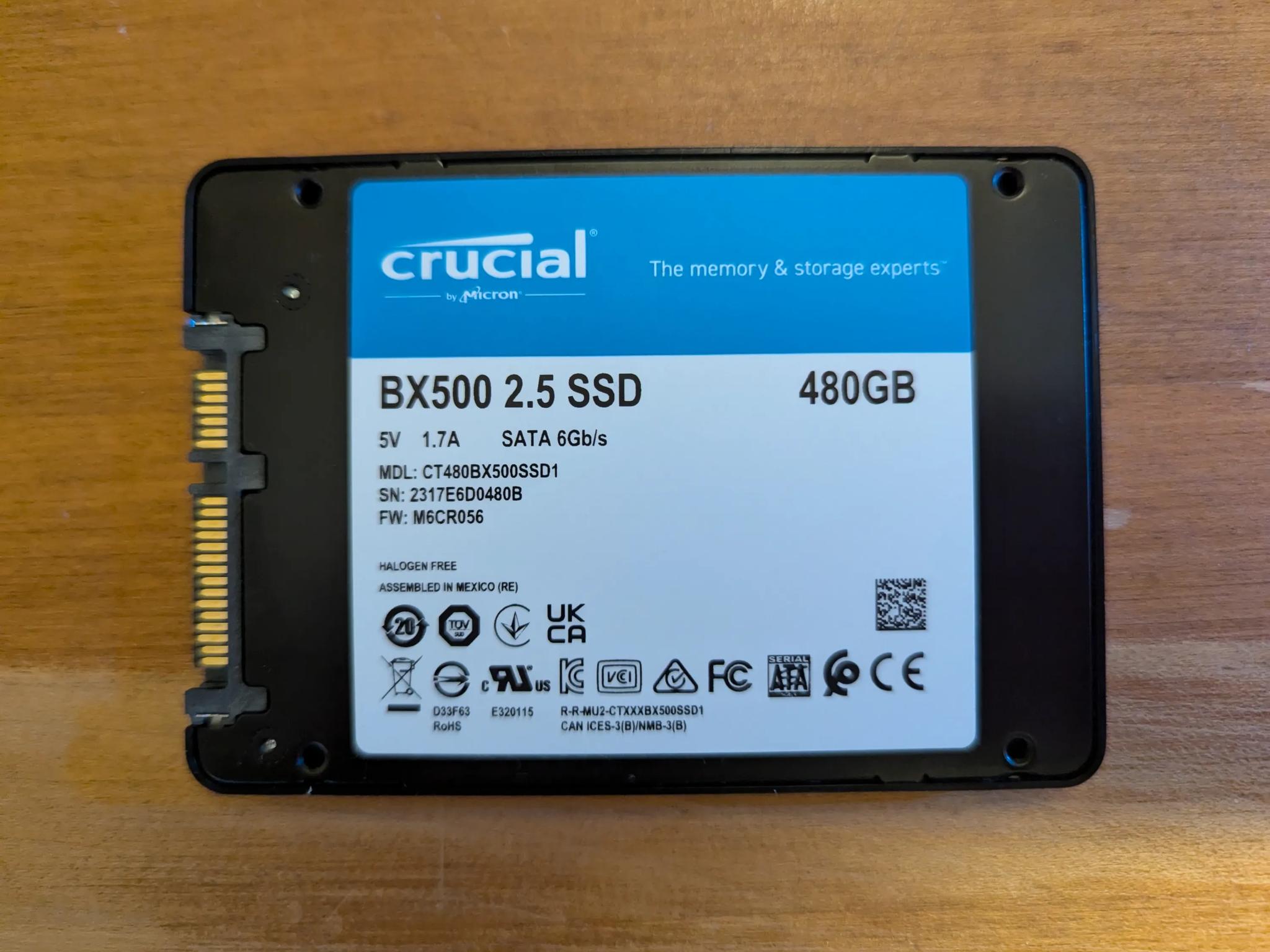 Crucial BX500 480GB Sata SSD