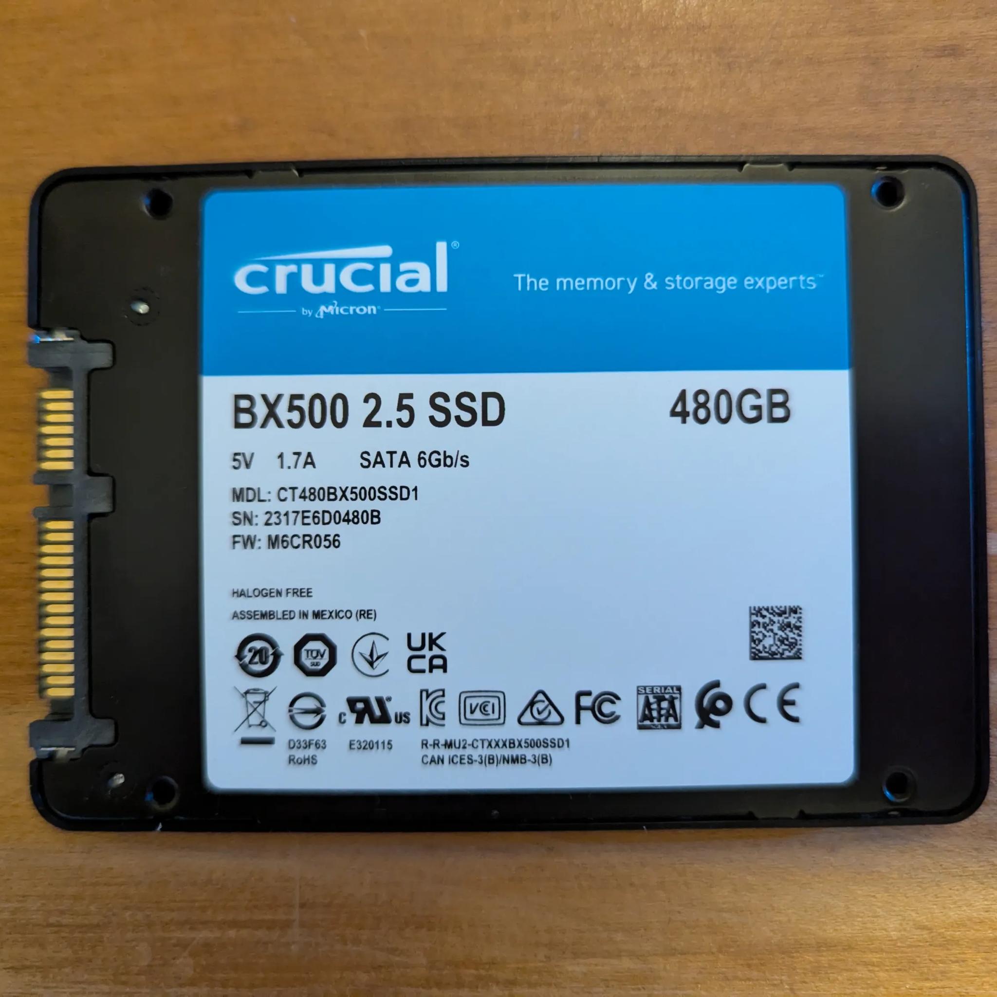 Crucial BX500 480GB Sata SSD
