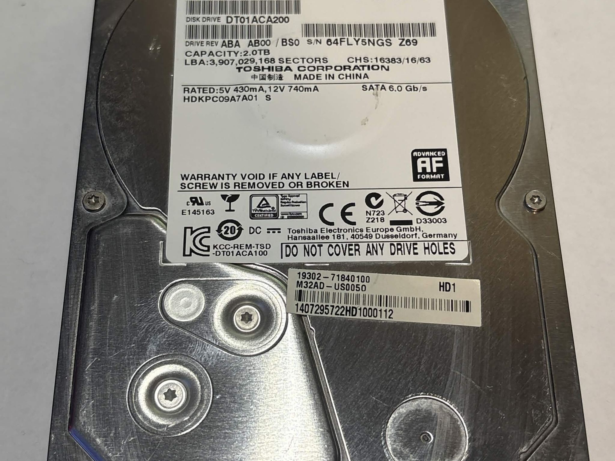 Toshiba DT01ACA200 2TB 7200RPM SATA Hard Drive | Tested & Healthy