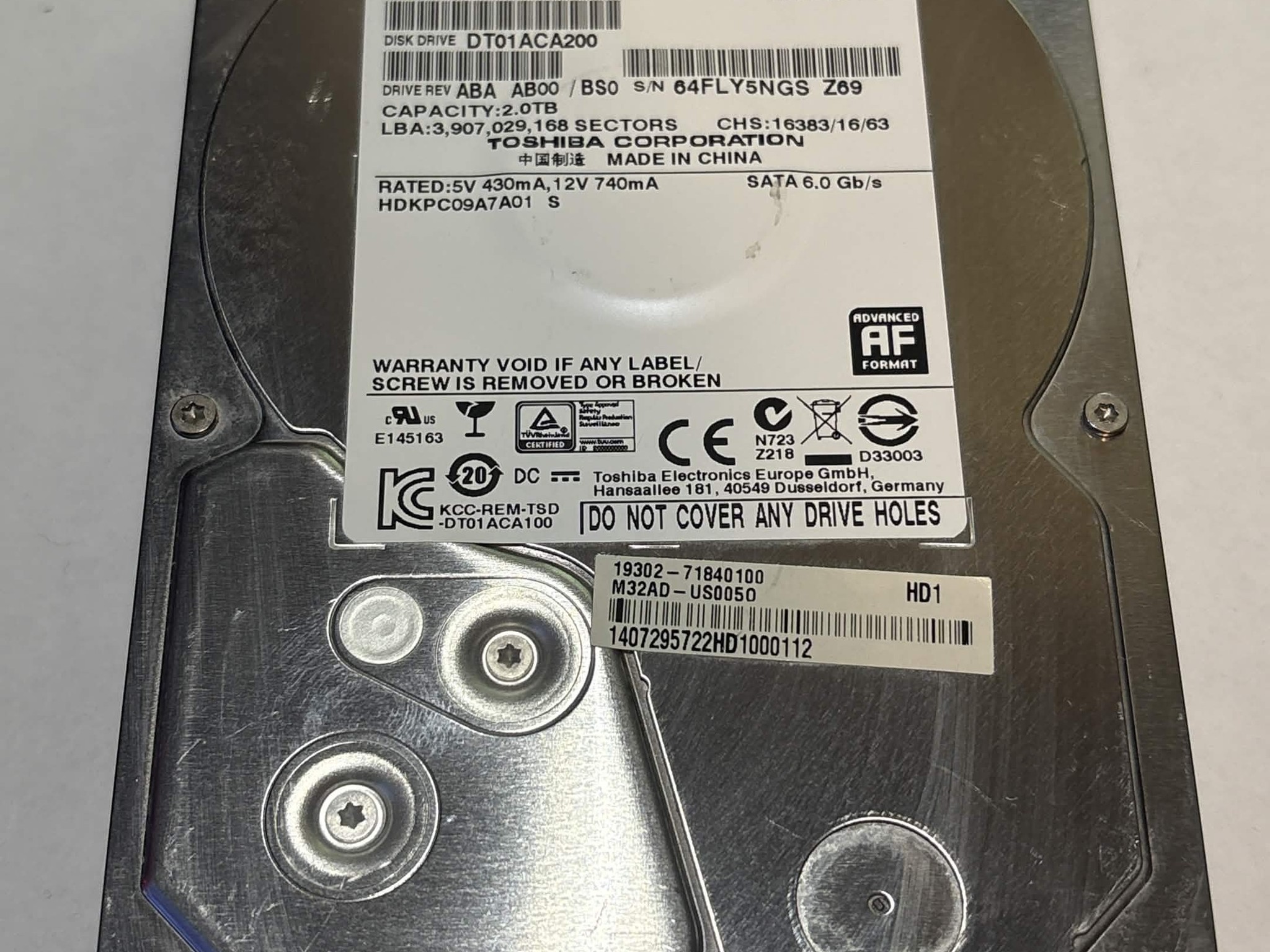 Toshiba DT01ACA200 2TB 7200RPM SATA Hard Drive | Tested & Healthy