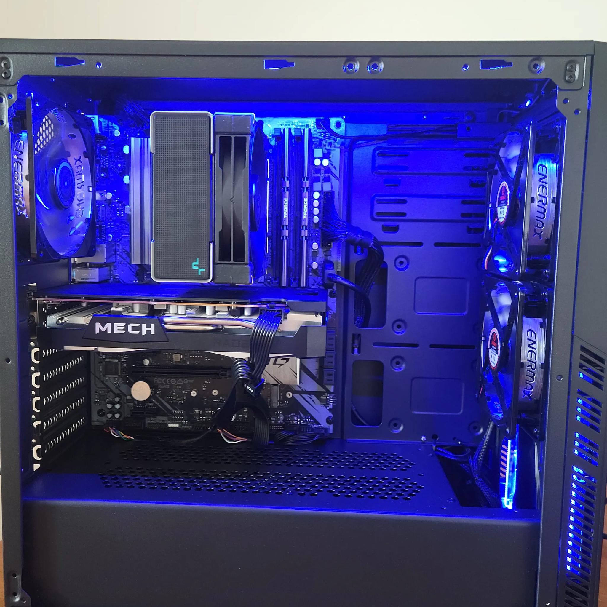 Budget 1080P PC, Ryzen 5 5600x, RX6600XT, 1TB M.2, 16GB 3000mhz RAM, 650W 80+ Gold PSU+ 24" Monitor