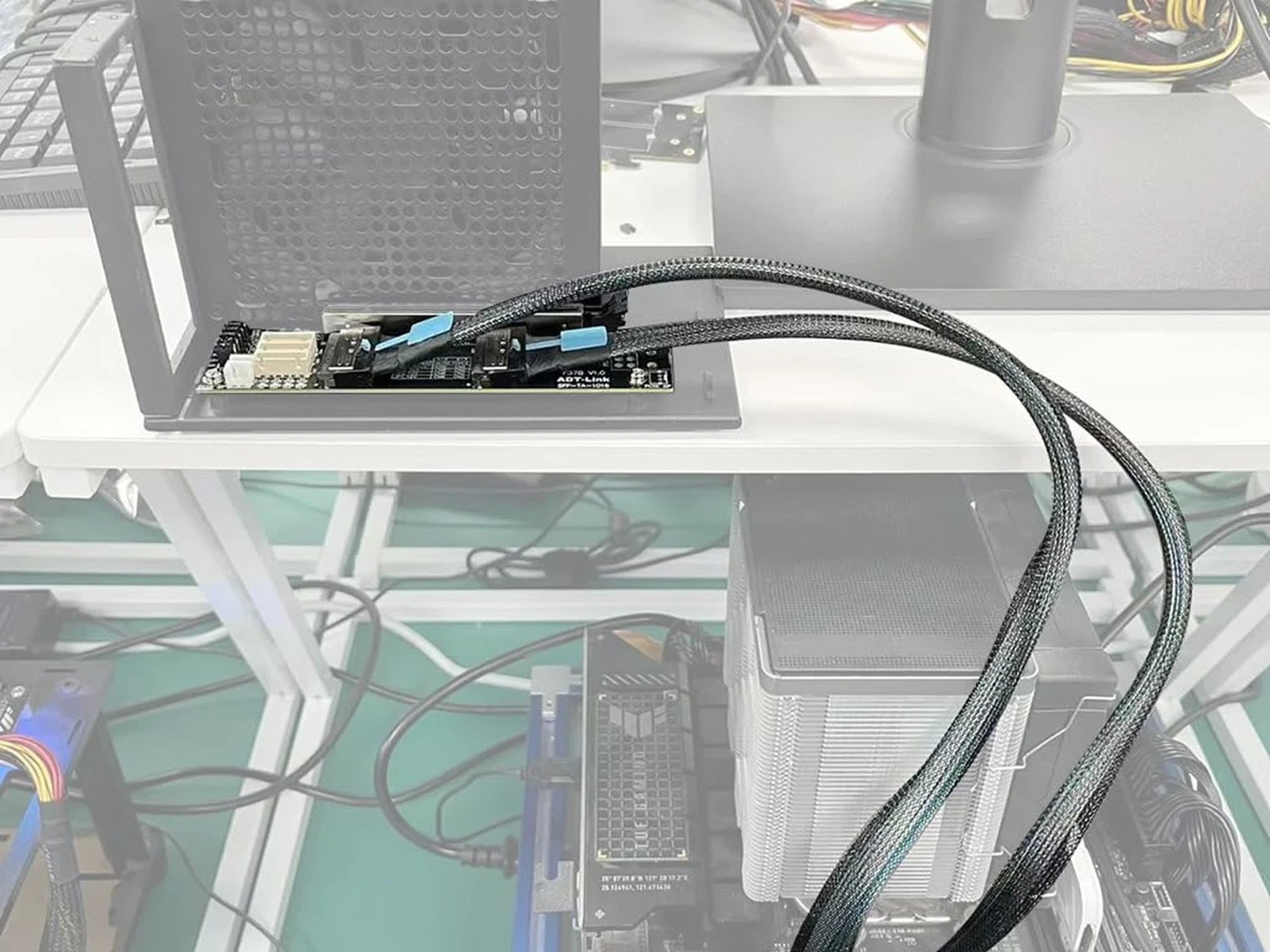 JMT PCIe 4.0 X16 To X8/X8 MCIO Bifurcation Adapter Card (50cm)