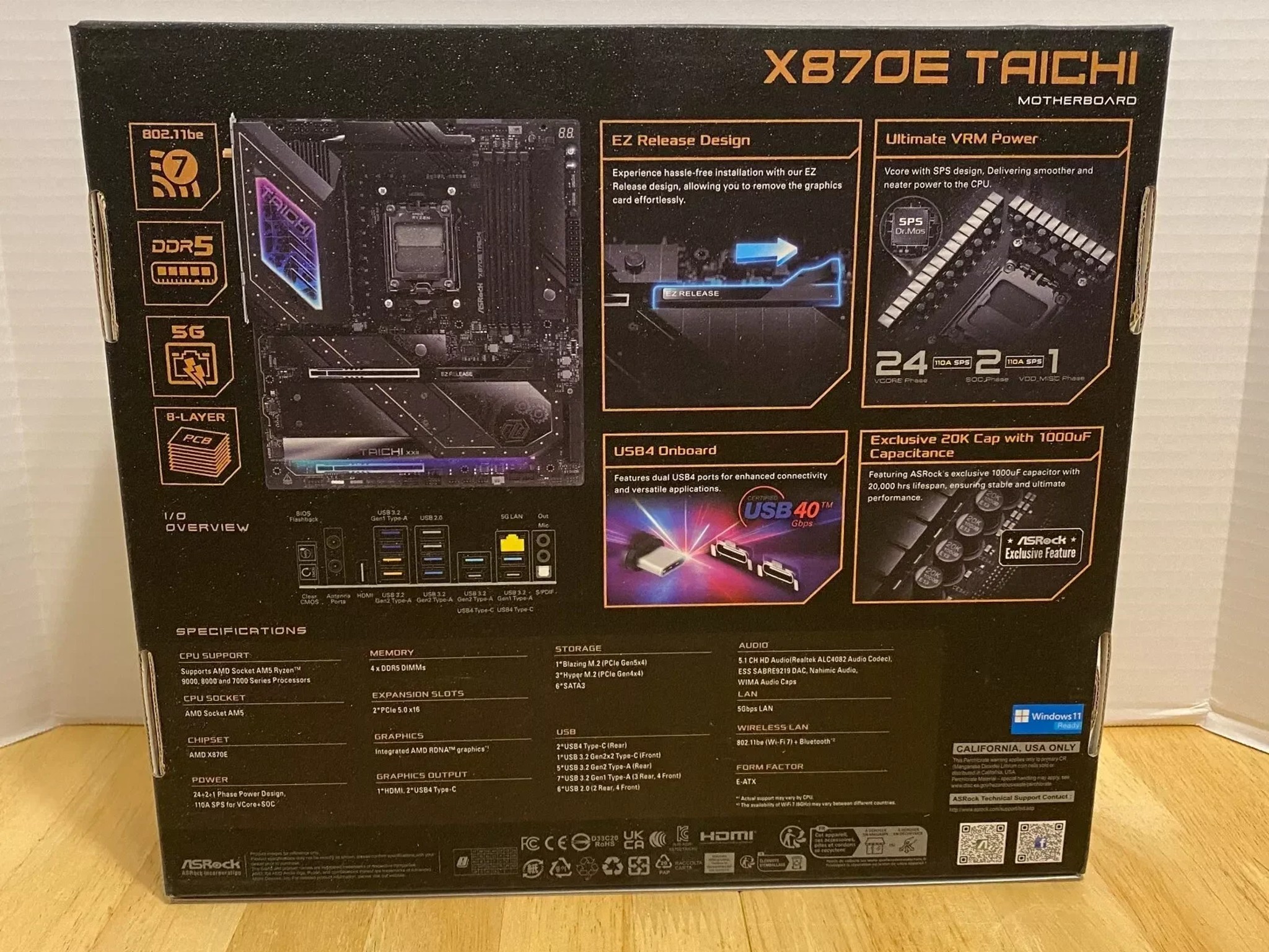Open Box ASRock X870E TAICHI AM5 AMD Extended ATX Motherboard