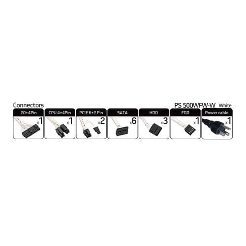 NEW! PowerSpec 500W 80+ Power Supply All White