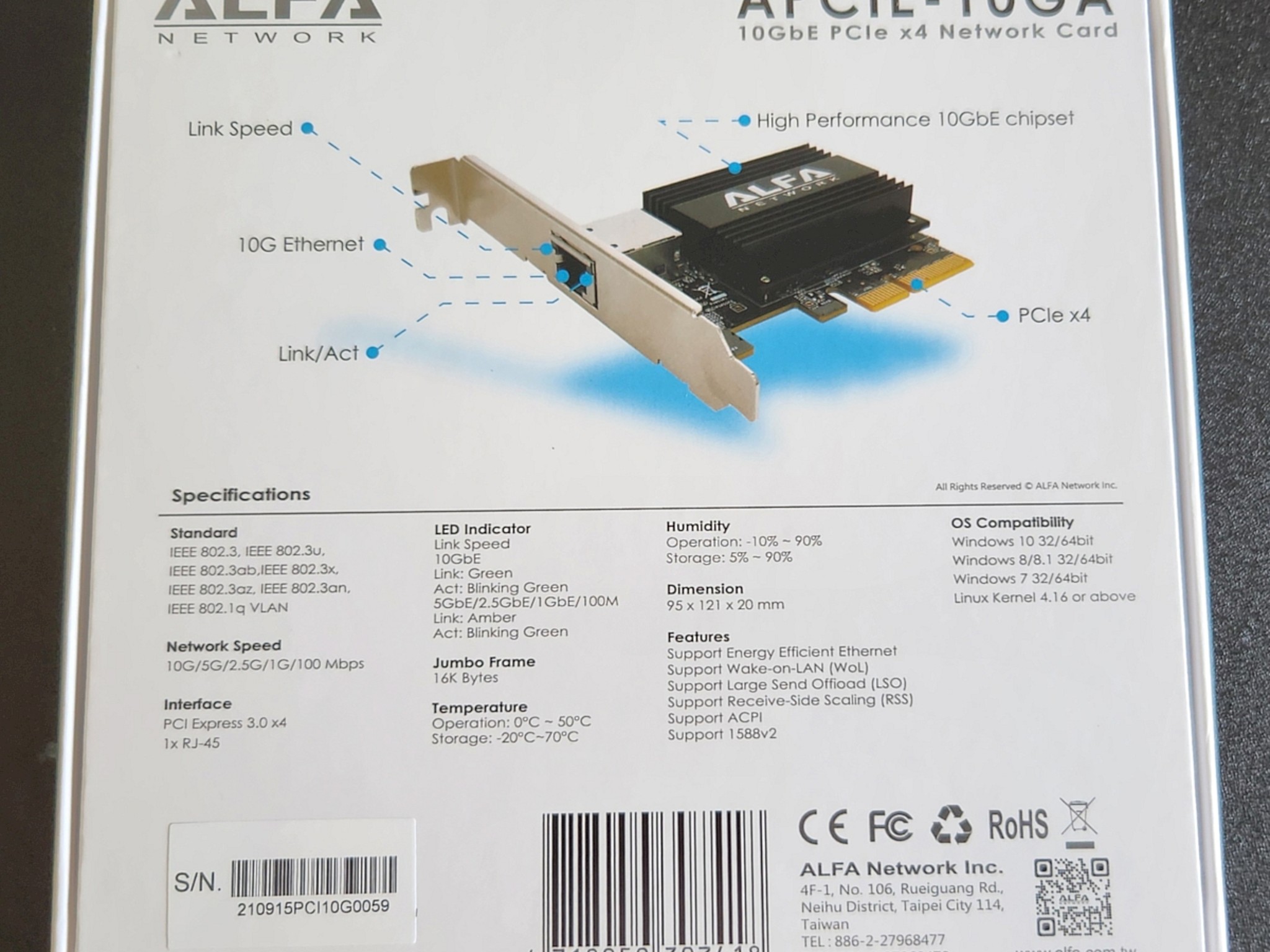 10Gbit Multigig Ethernet PCIe 3.0 x4 adapter