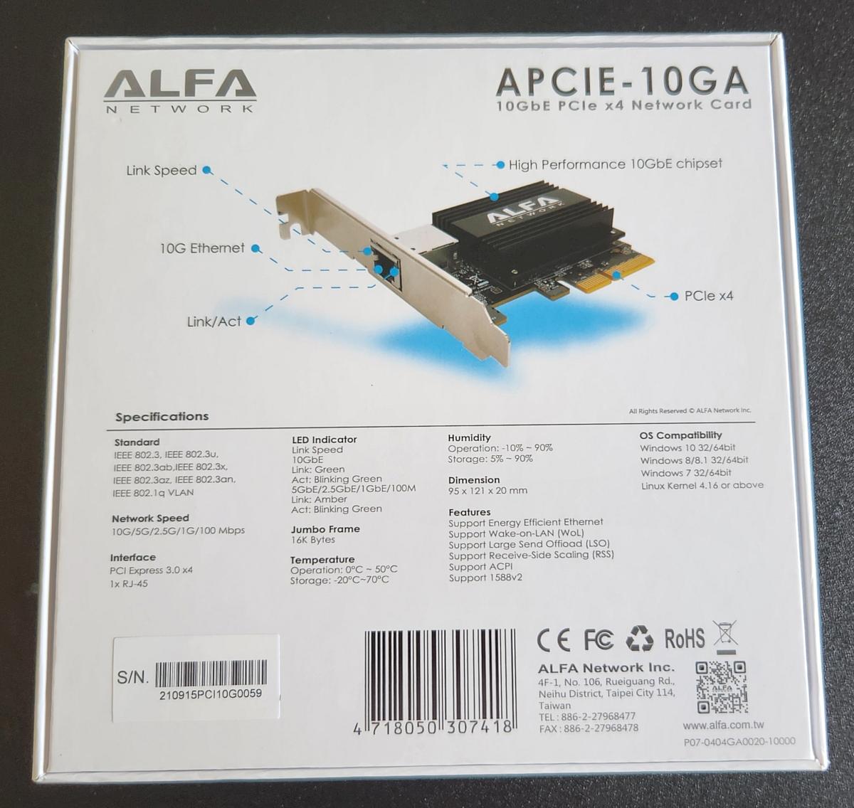 10Gbit Multigig Ethernet PCIe 3.0 x4 adapter