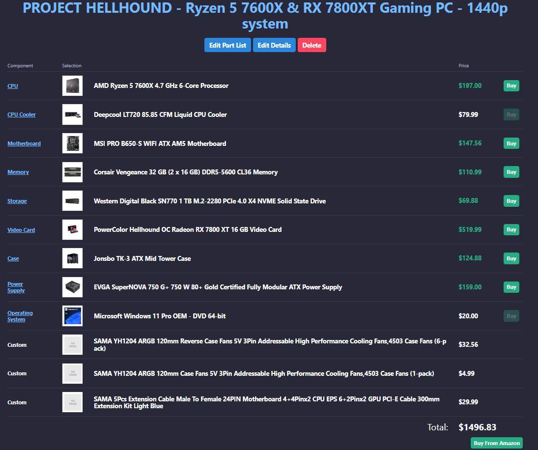 🐺HELLHOUND🐺| 1440P/4K | RX 7800XT | RYZEN 7600X | 32GB DDR5 | GAMING PC - (NEW IN BOX) $1499